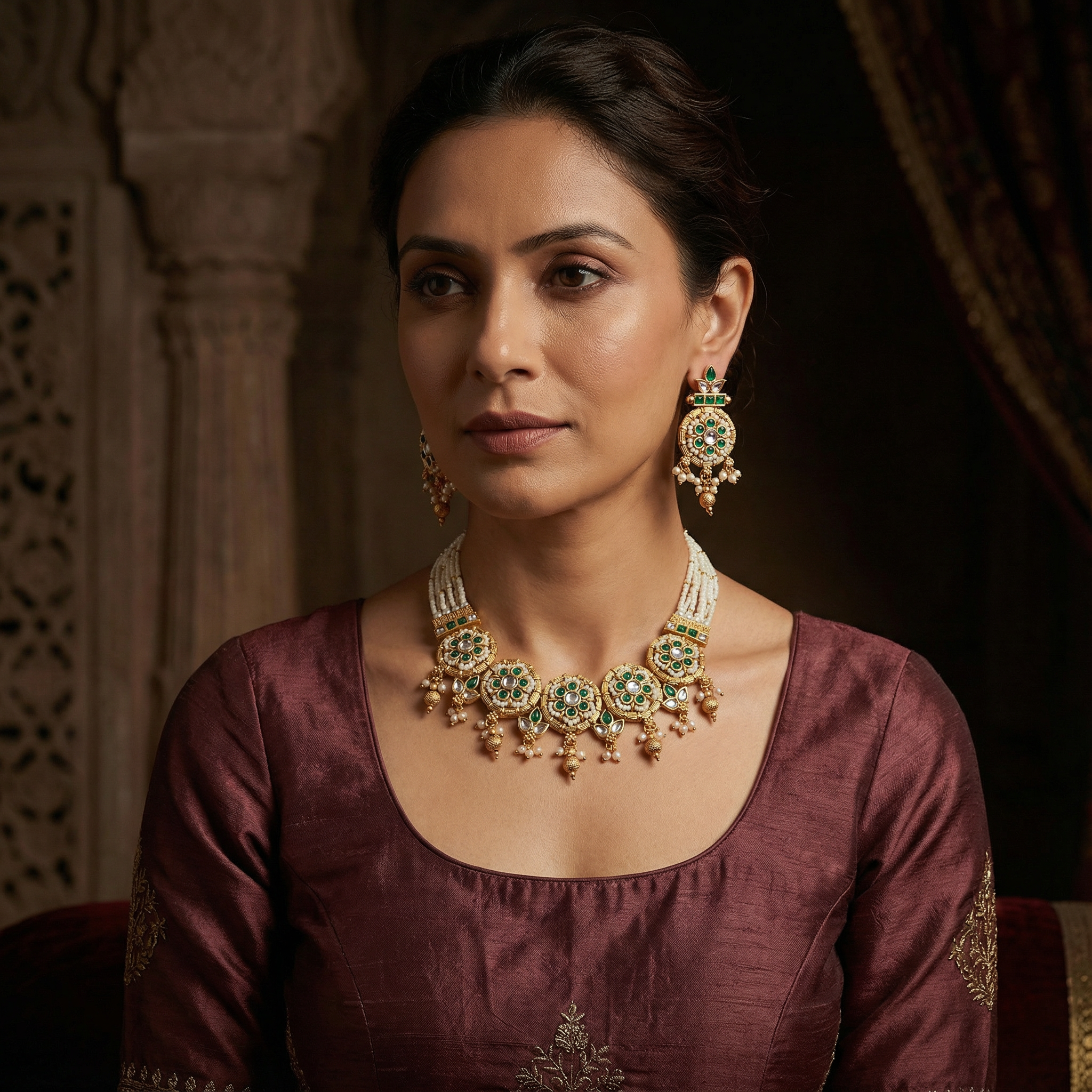 Kundan Choker Set | Rajputi Bridal Necklace with Pearls & Gold