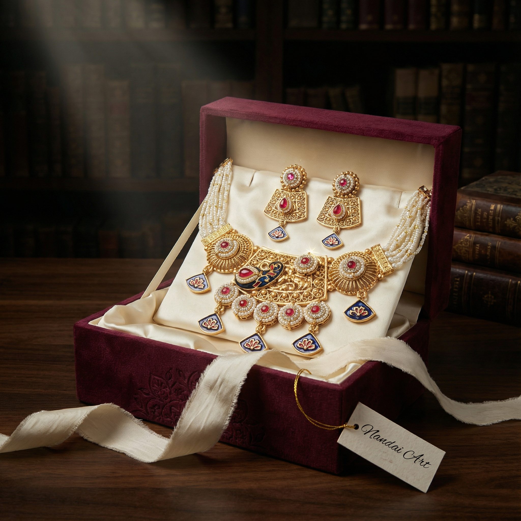 Meenakari Necklace | Tripti Rajputi Gold-Plated Statement Set with Earrings