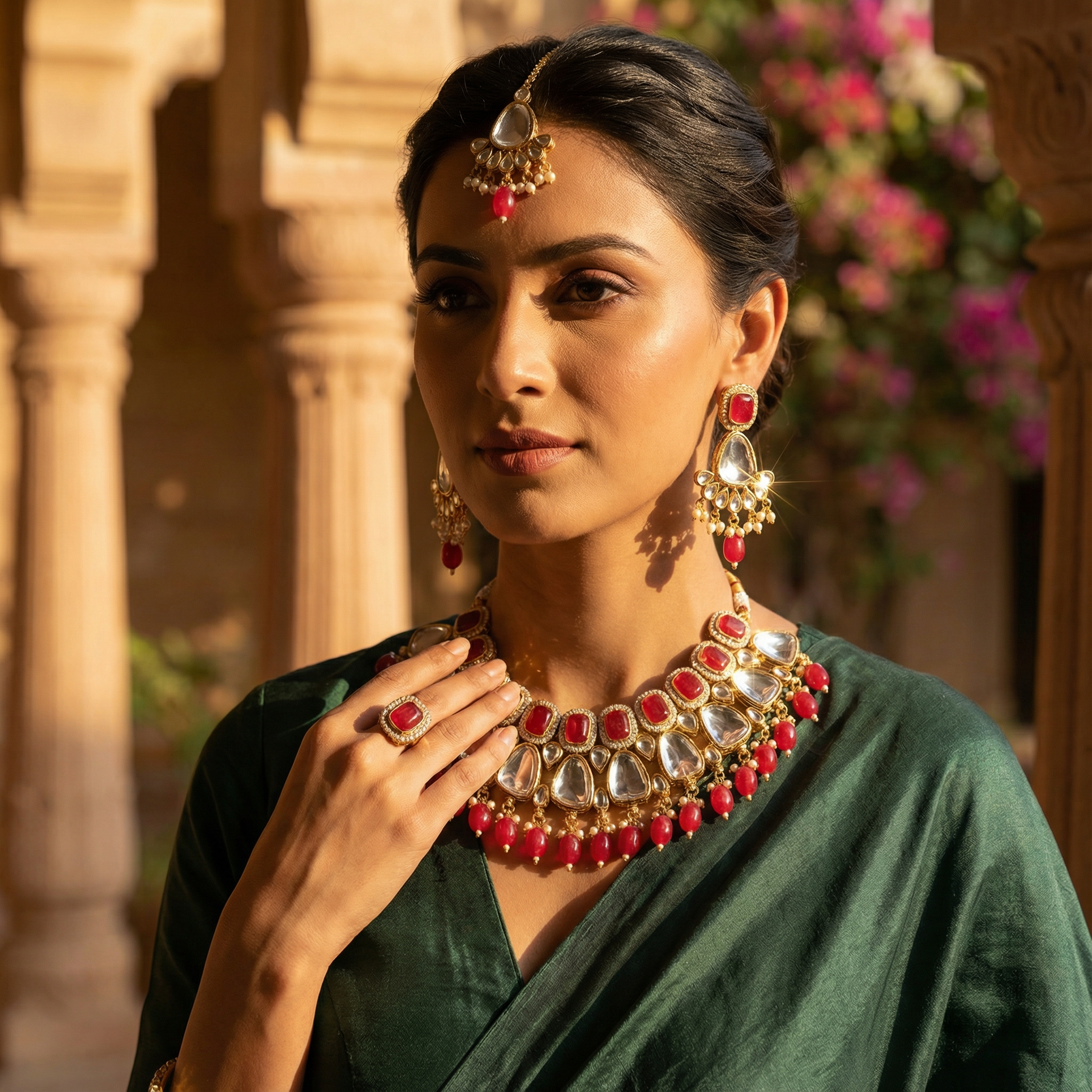 Kundan Choker Set | Earrings | Sarah Jadau Kundan Jewellery for Women