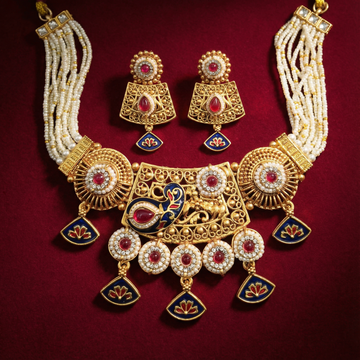 Meenakari Necklace | Tripti Rajputi Gold-Plated Statement Set with Earrings