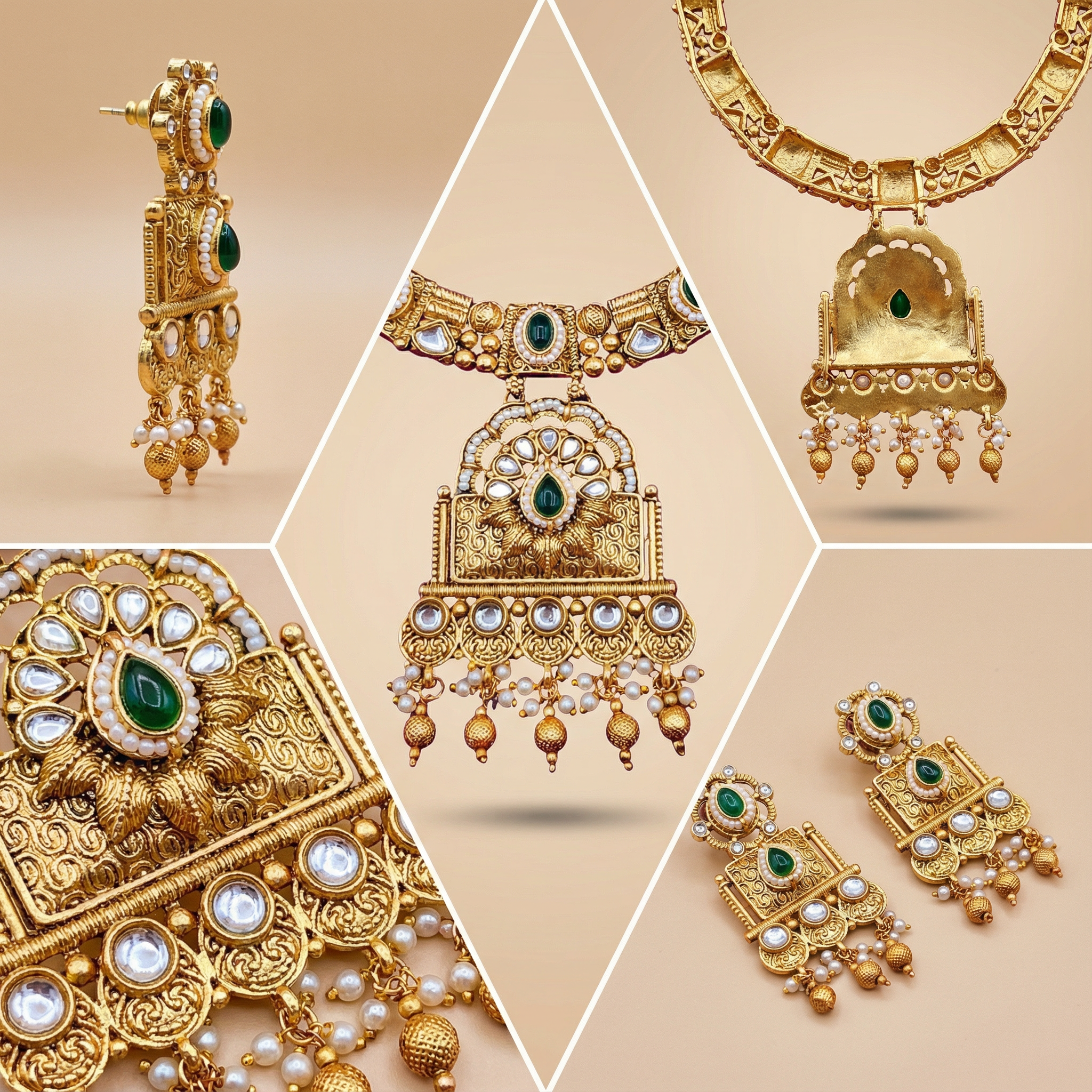 Temple Choker Necklace | Pallavi Gold-Plated South Indian Jewellery Set