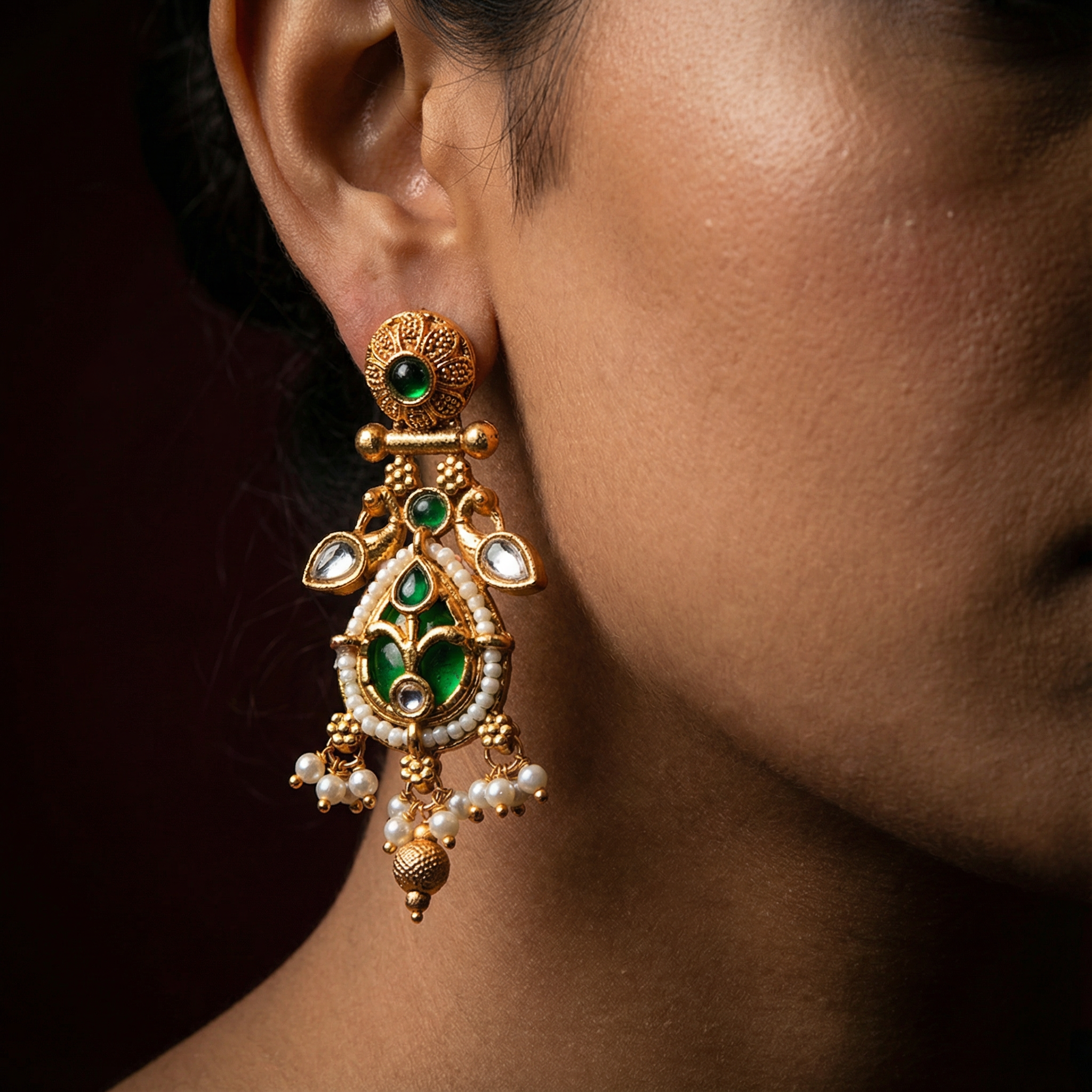 Meenakari Necklace | Antique Gold Choker Set Bridal Jewelry - nandai.store