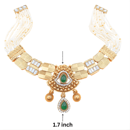 Temple Jewellery Choker Set | Jaipur Bridal Gold-Plated Necklace with Earrings