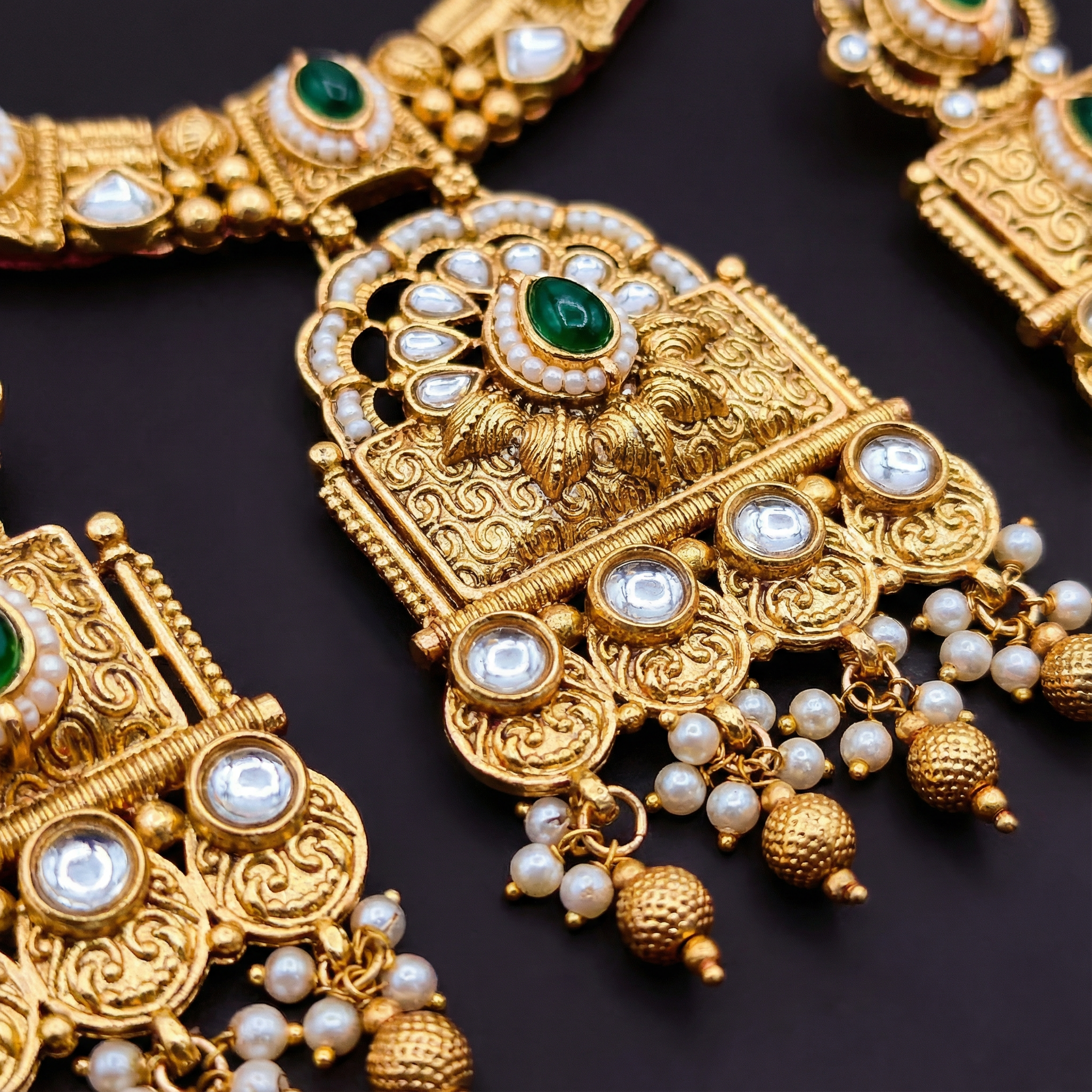 Temple Choker Necklace | Pallavi Gold-Plated South Indian Jewellery Set