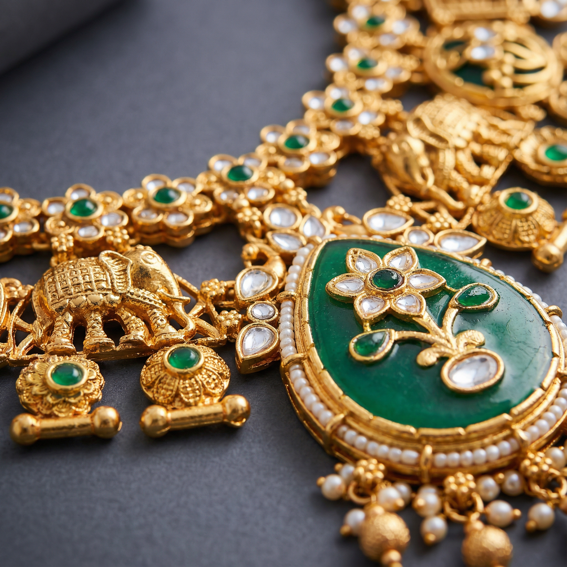 Meenakari Necklace | Antique Gold Choker Set Bridal Jewelry - nandai.store