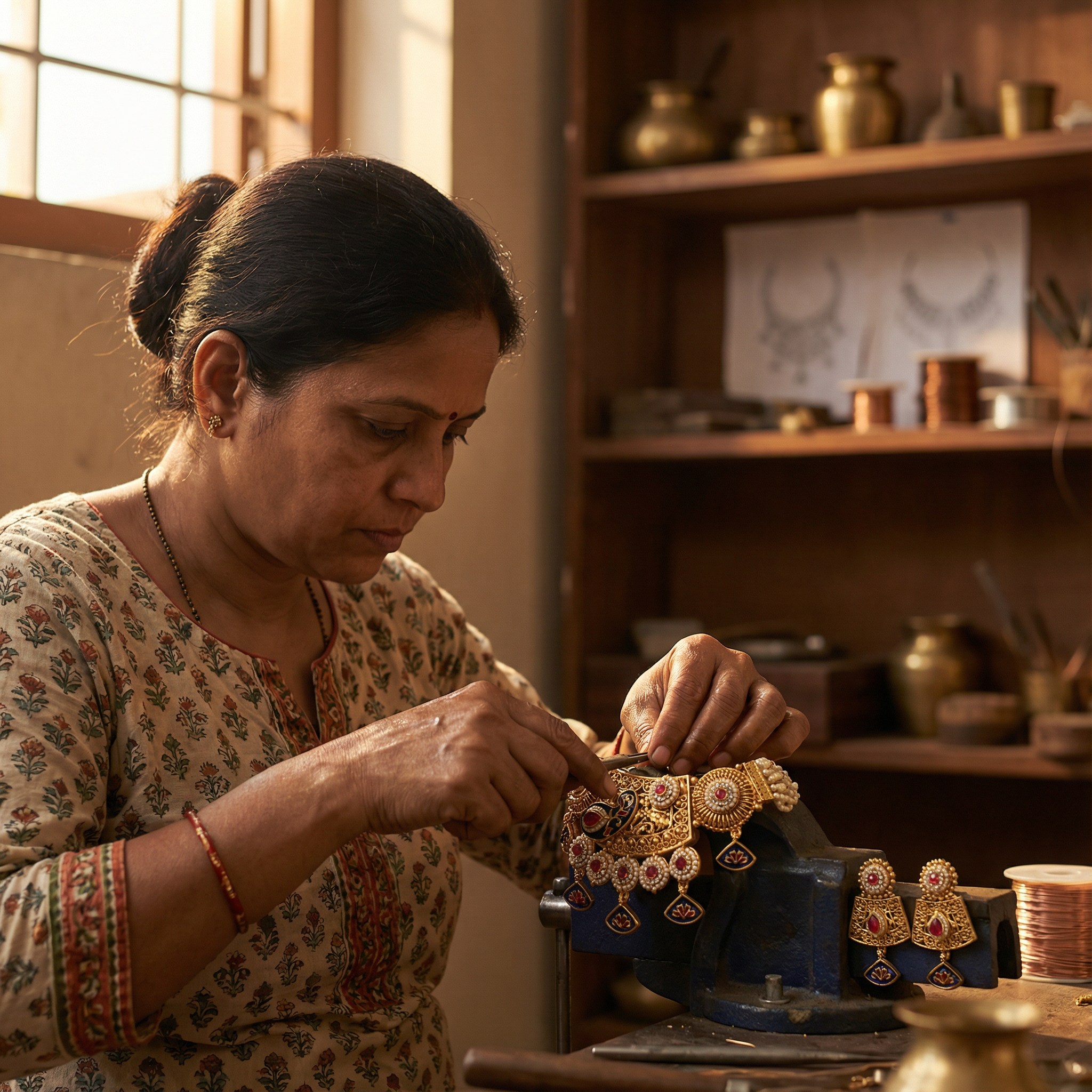 Meenakari Necklace | Tripti Rajputi Gold-Plated Statement Set with Earrings