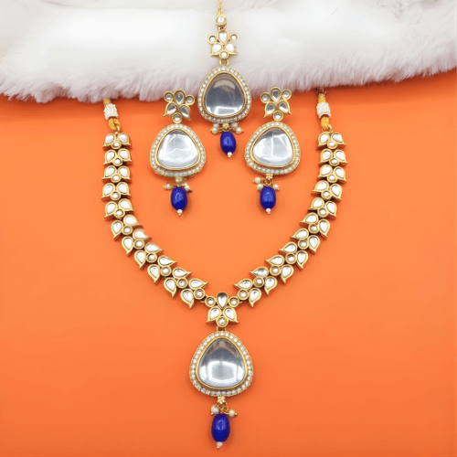 Polki Choker Set - Majestic Uncut Bridal Gold-Plated Necklace & Earrings for Elegant Style