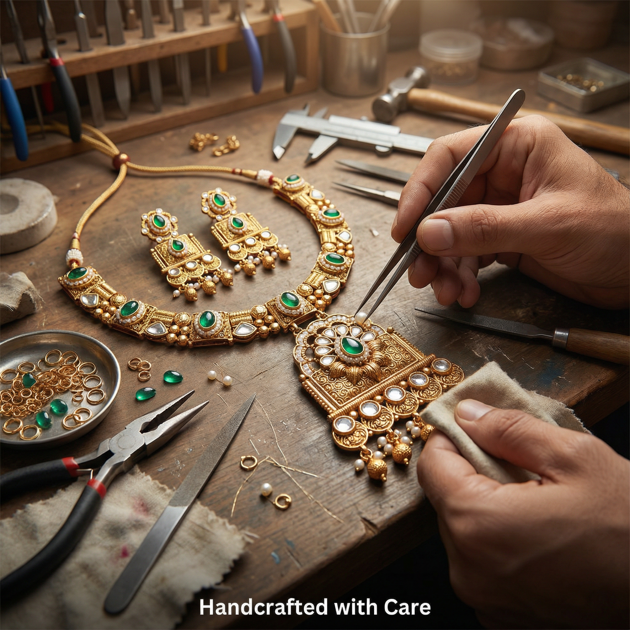 Temple Choker Necklace | Pallavi Gold-Plated South Indian Jewellery Set