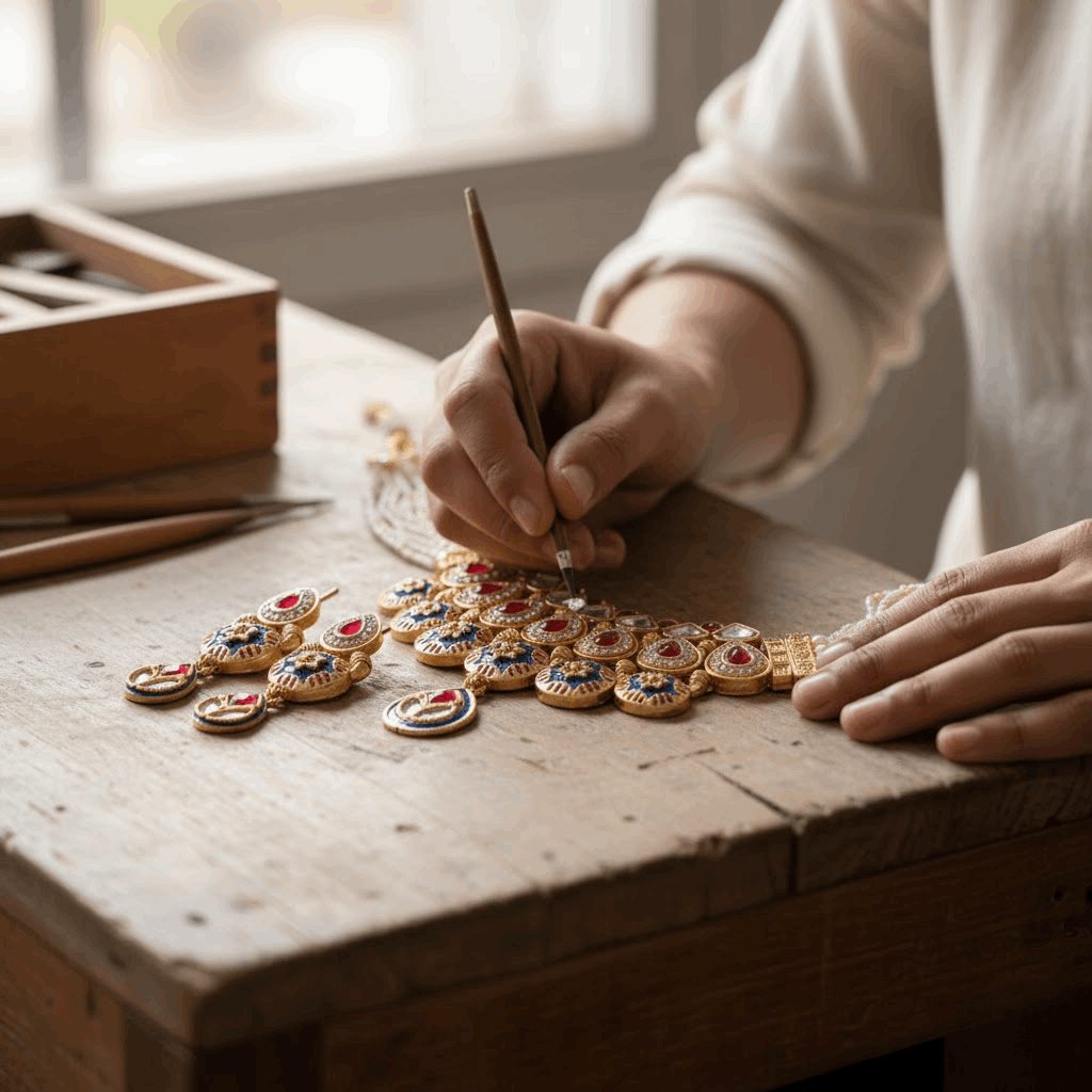 Meenakari Choker Set | Priyanka Rajputi Bridal Jewelry Necklace & Earrings