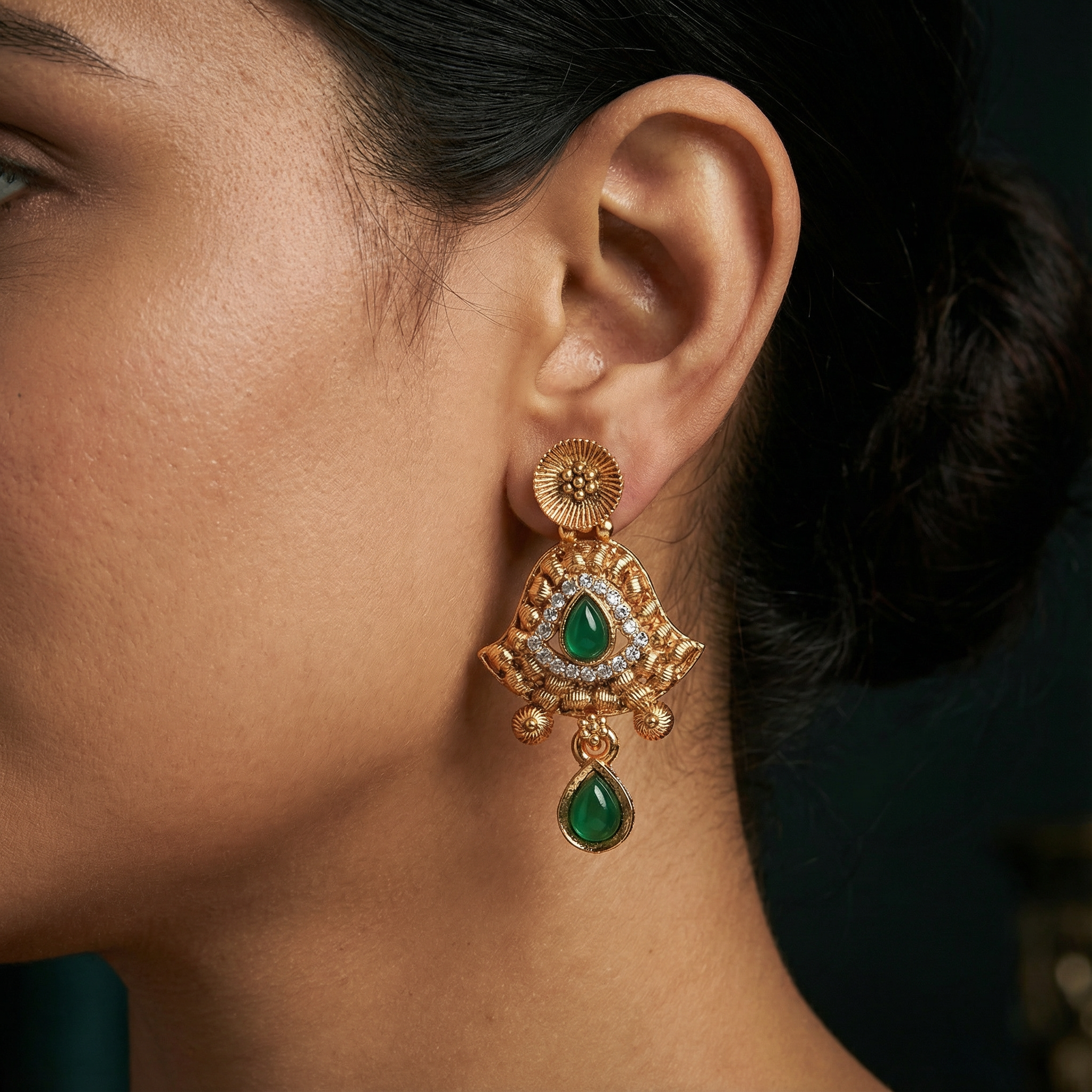 Temple Jewellery Choker Set | Jaipur Bridal Gold-Plated Necklace with Earrings