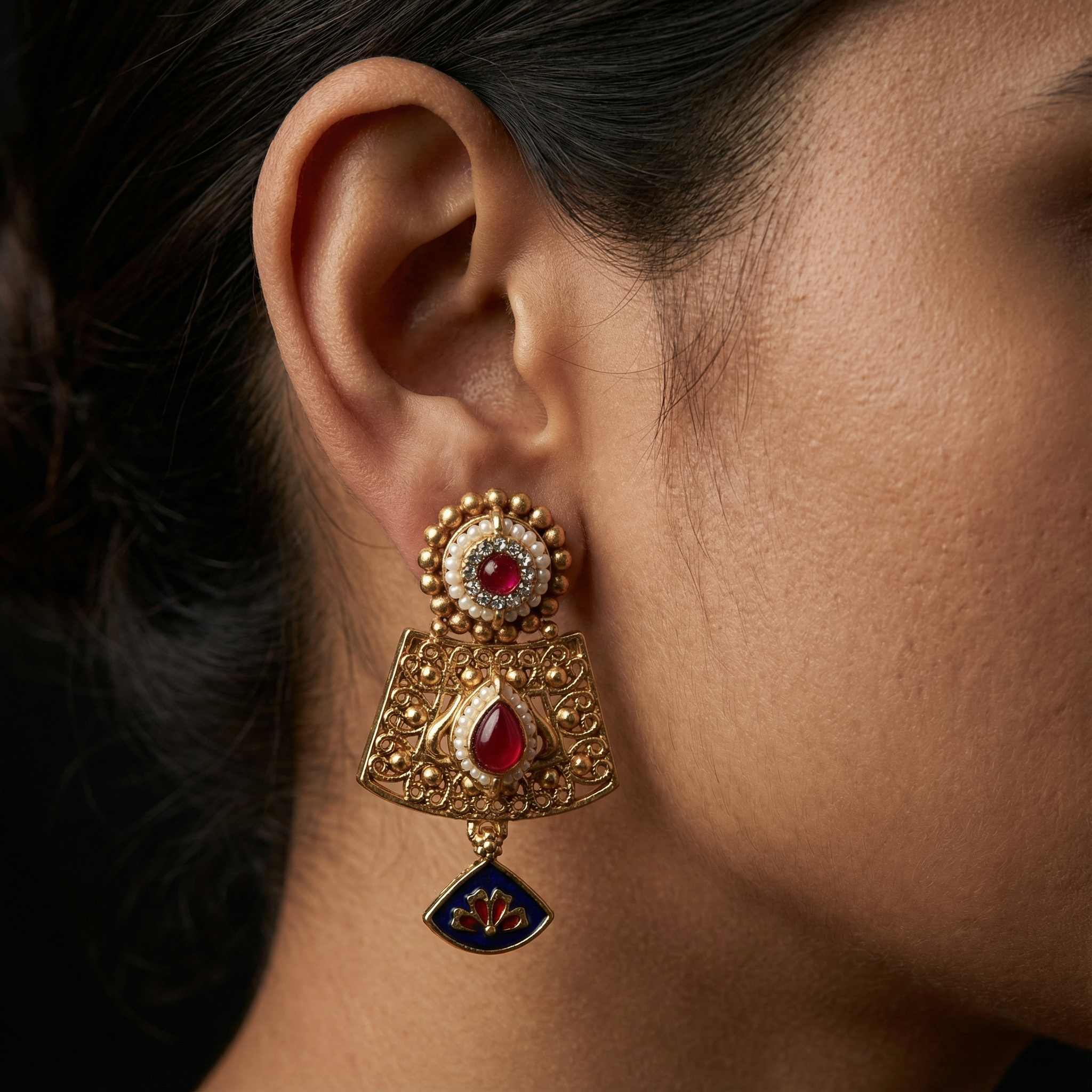 Meenakari Necklace | Tripti Rajputi Gold-Plated Statement Set with Earrings