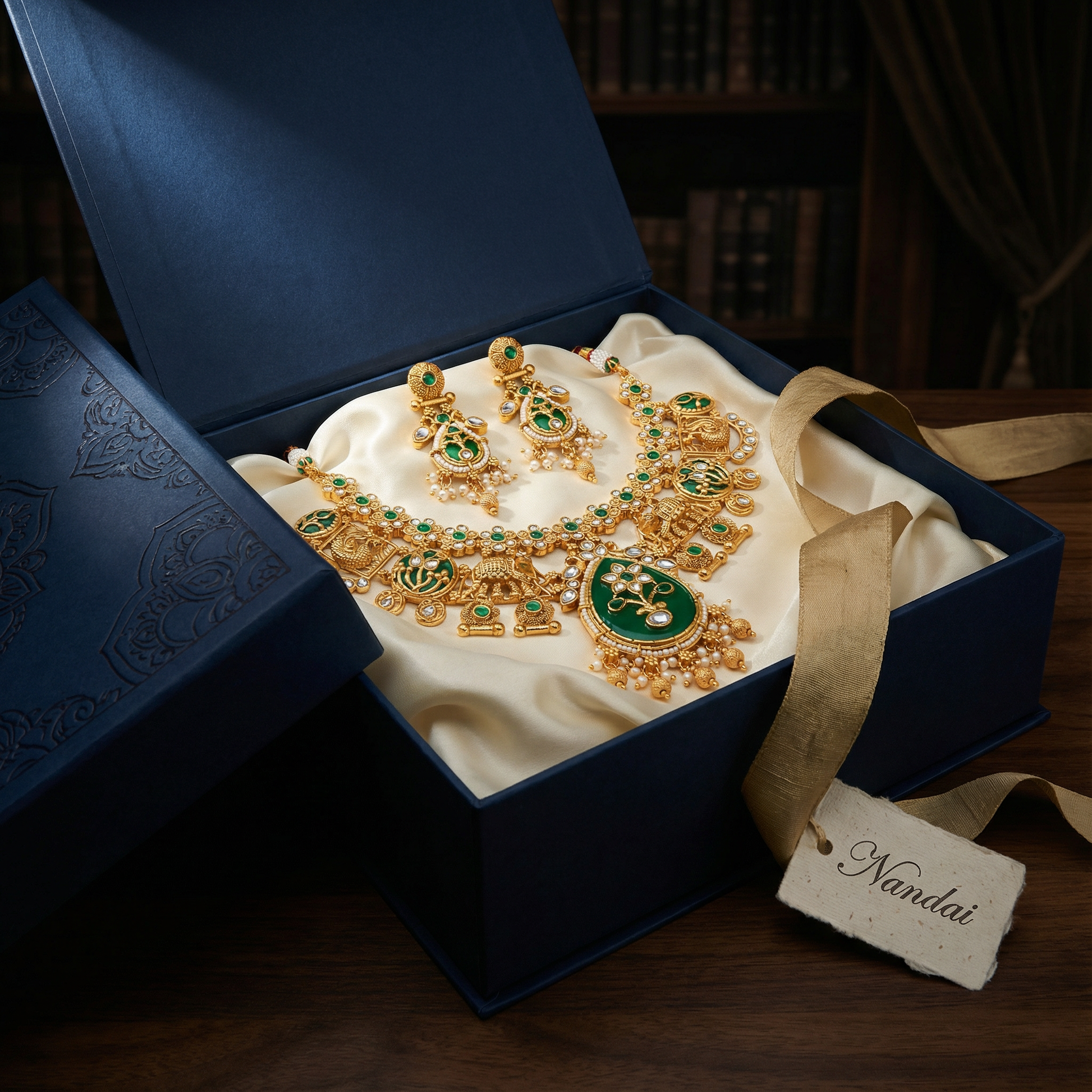 Meenakari Necklace | Antique Gold Choker Set Bridal Jewelry - nandai.store