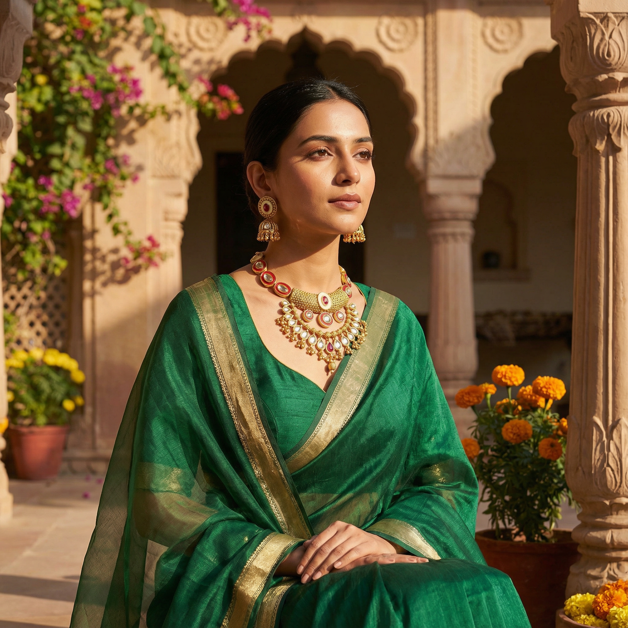 Kundan Choker Set | Rajputi Luxury Indian Bridal Necklace & Earrings