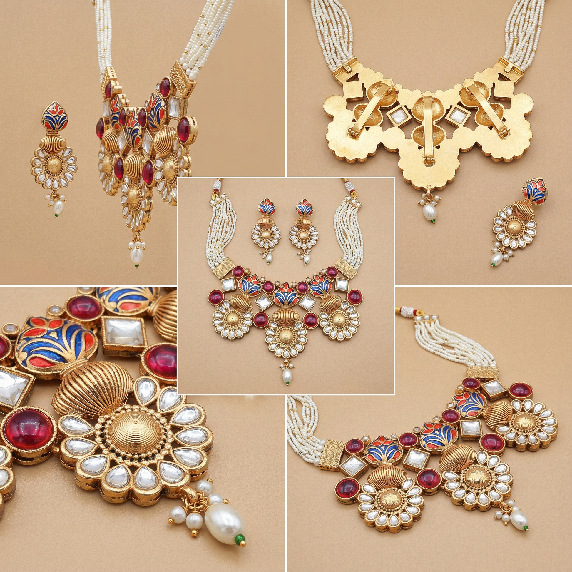 Sonakshi Matte Gold HasadiC hoker Set - Elegant Rajputi Jewellery for Timeless Beauty - nandai.store