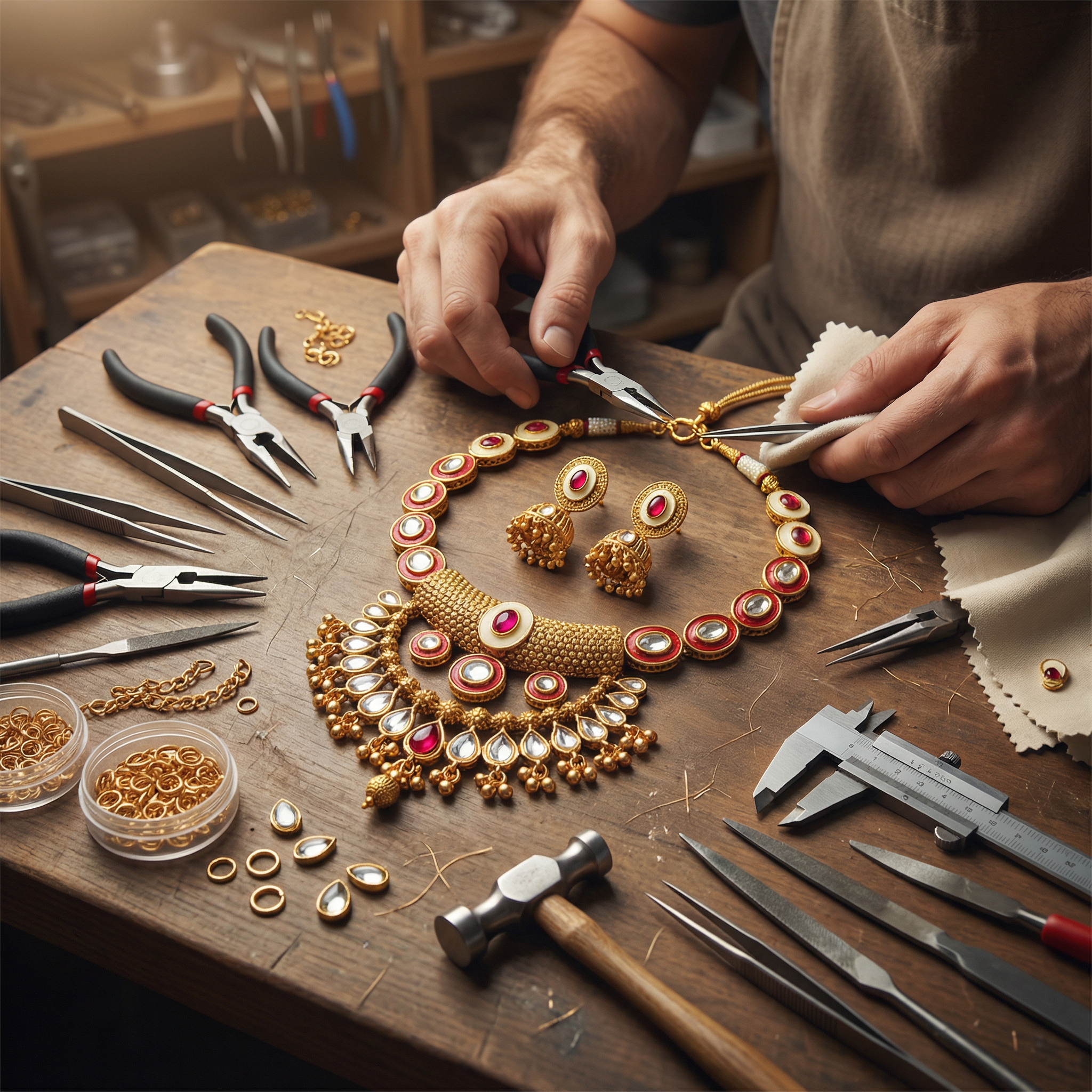 Kundan Choker Set | Rajputi Luxury Indian Bridal Necklace & Earrings