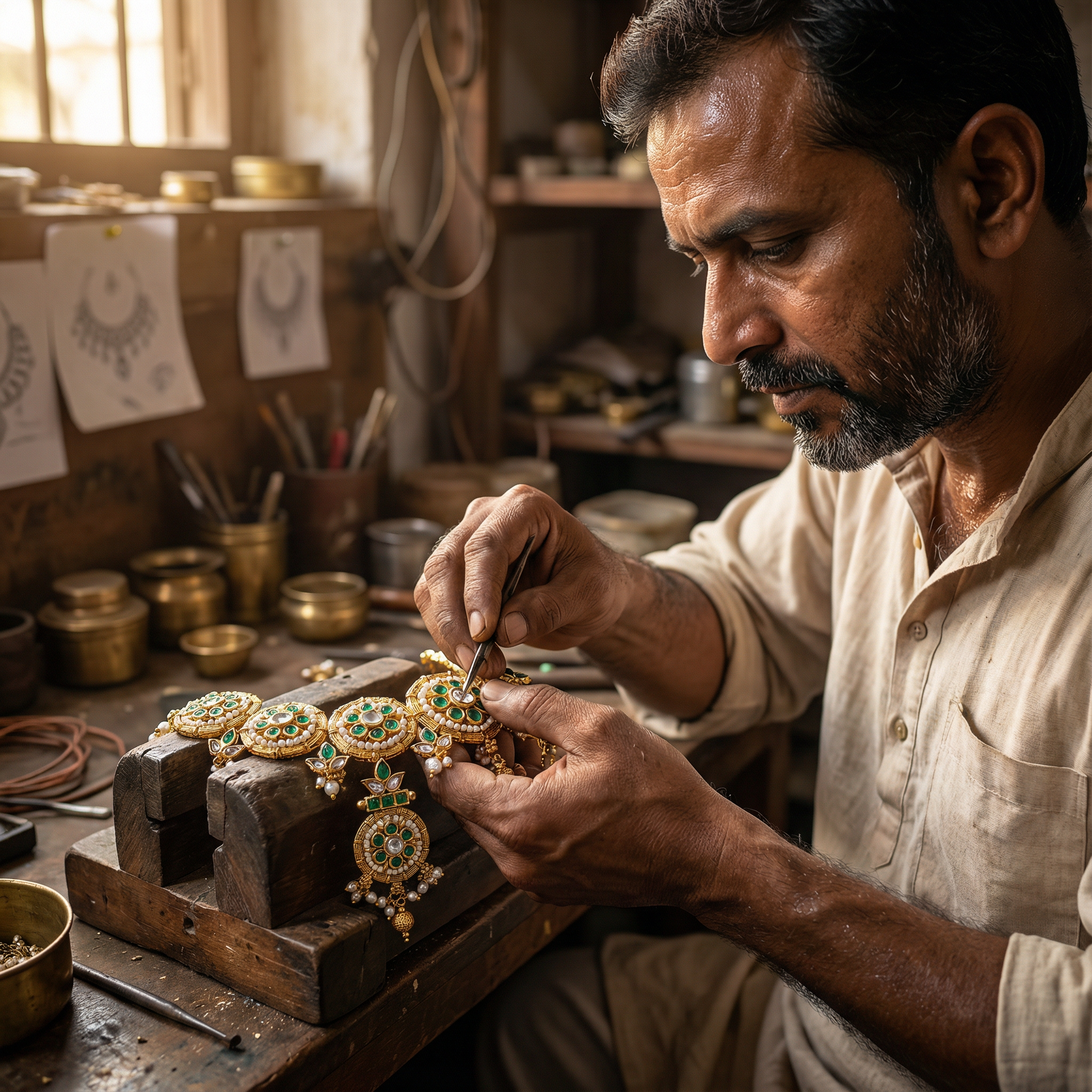 Kundan Choker Set | Rajputi Bridal Necklace with Pearls & Gold