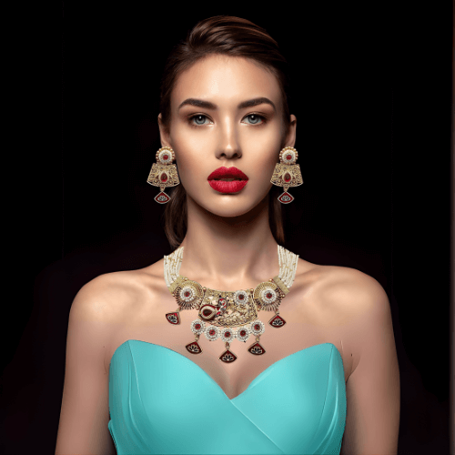 Meenakari Necklace | Tripti Rajputi Gold-Plated Statement Set with Earrings