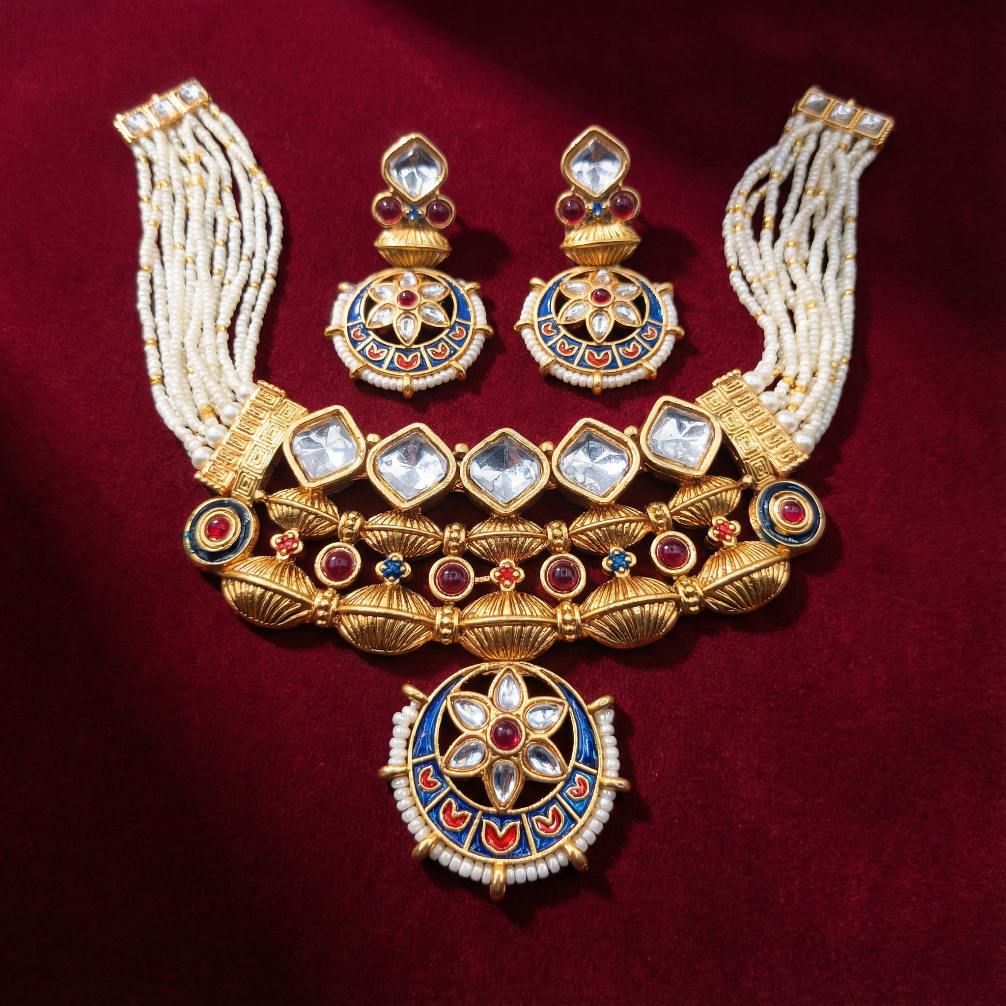 Meena Jewelry Set | Rajputi Luxury Indian Necklace & Earrings