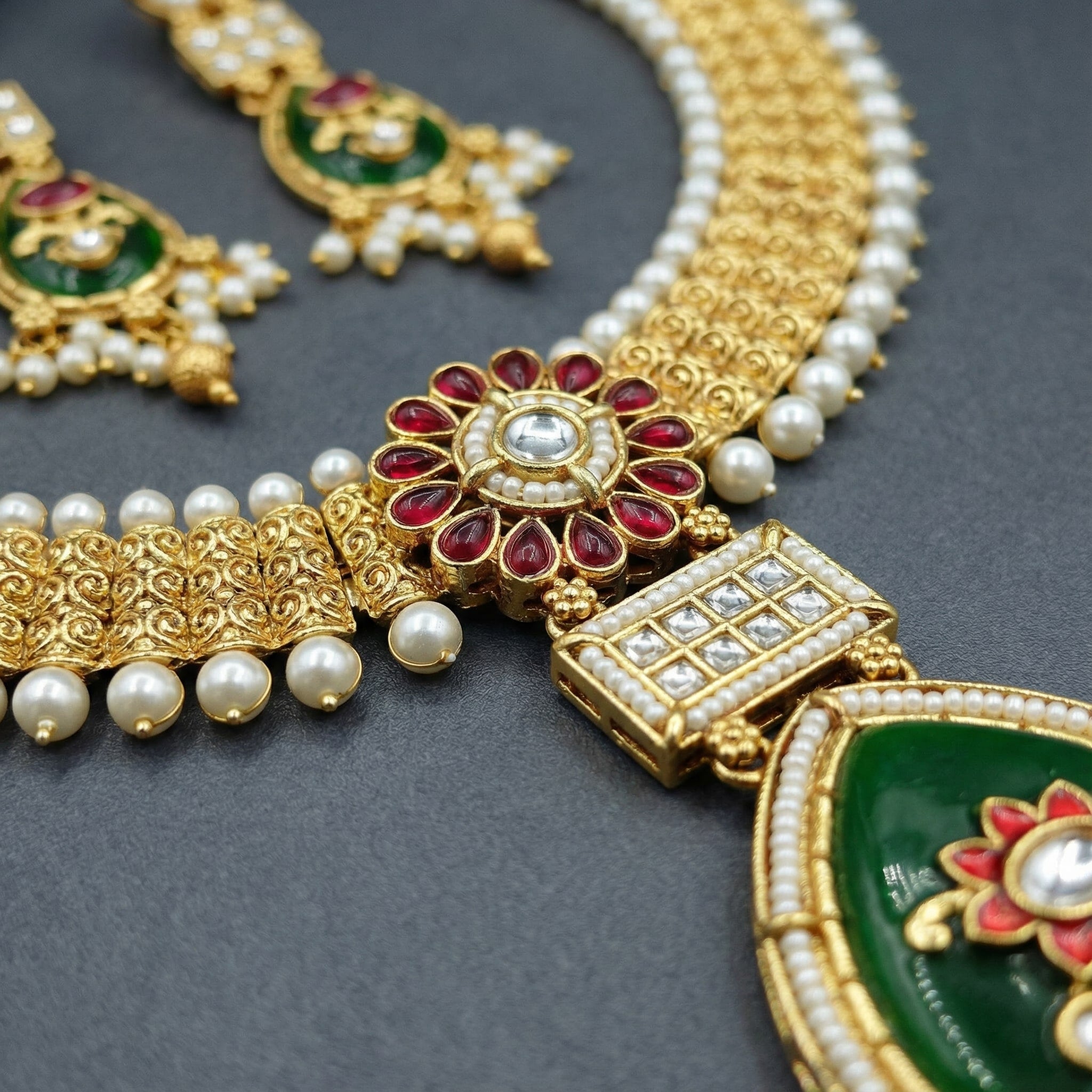 Meenakari Kundan Necklace | Rajputi Pearl Choker Bridal Jewelry