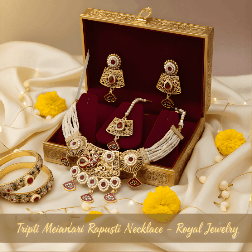 Meenakari Necklace | Tripti Rajputi Gold-Plated Statement Set with Earrings
