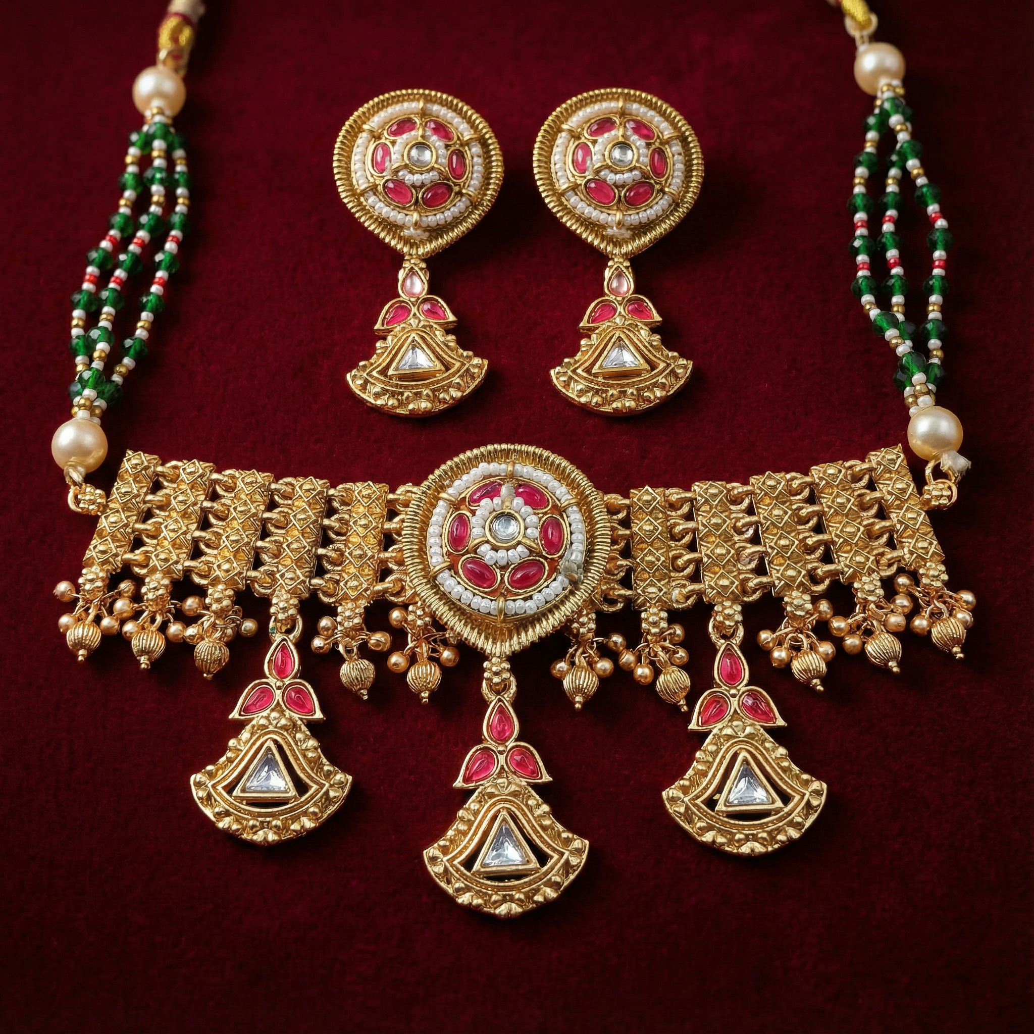 Kundan Choker Set | Meenakari Rajputi Luxury Indian Jewelry - nandai.store