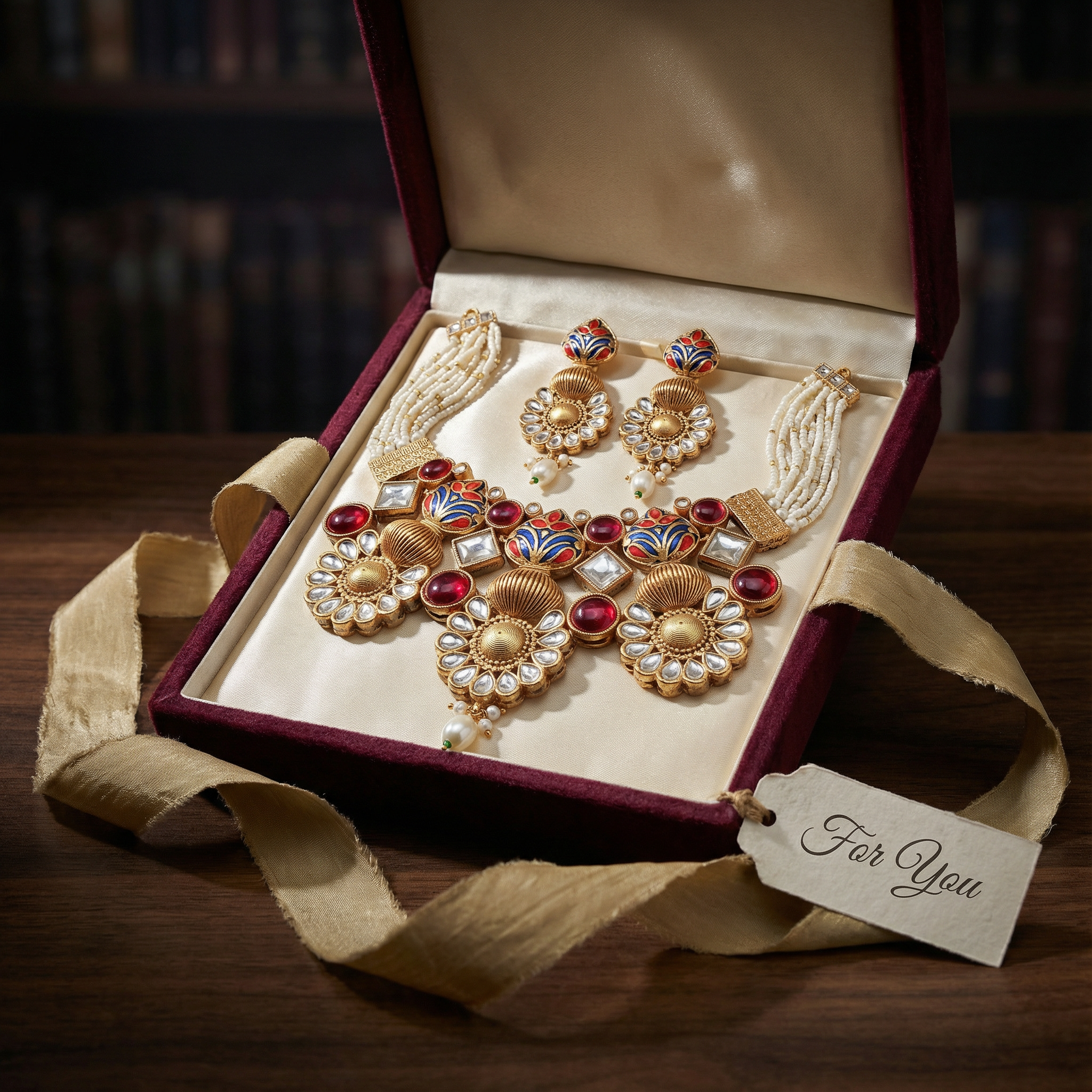 Sonakshi Matte Gold HasadiC hoker Set - Elegant Rajputi Jewellery for Timeless Beauty - nandai.store