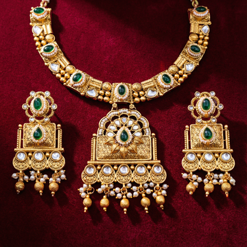 Temple Choker Necklace | Pallavi Gold-Plated South Indian Jewellery Set
