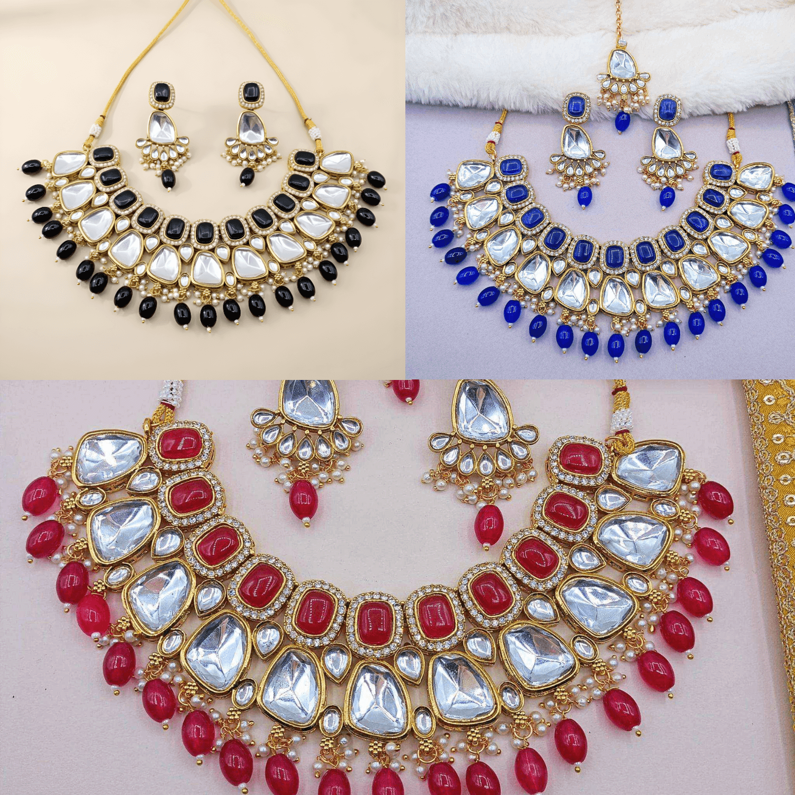 Kundan Choker Set | Earrings | Sarah Jadau Kundan Jewellery for Women