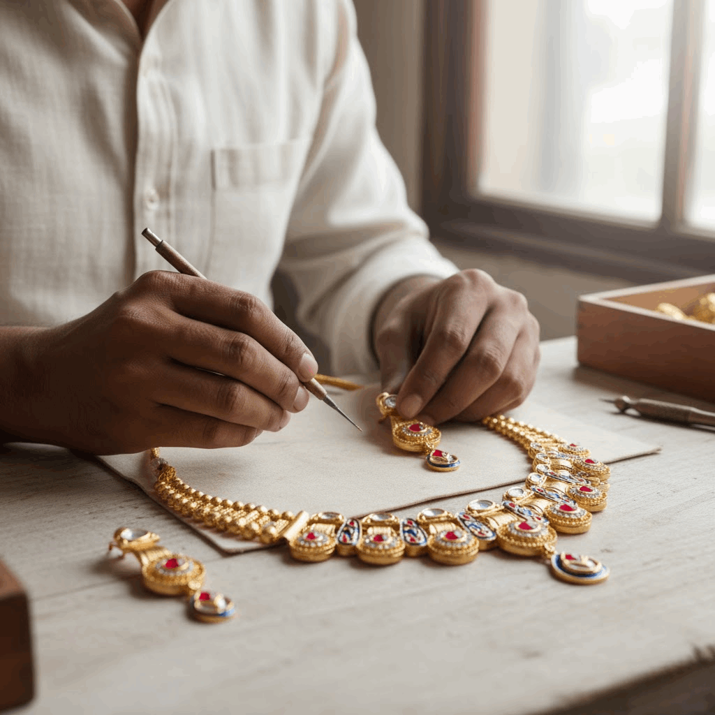 Meenakari Kundan Necklace | Bridal Jewellery Set with Earrings & Bangles
