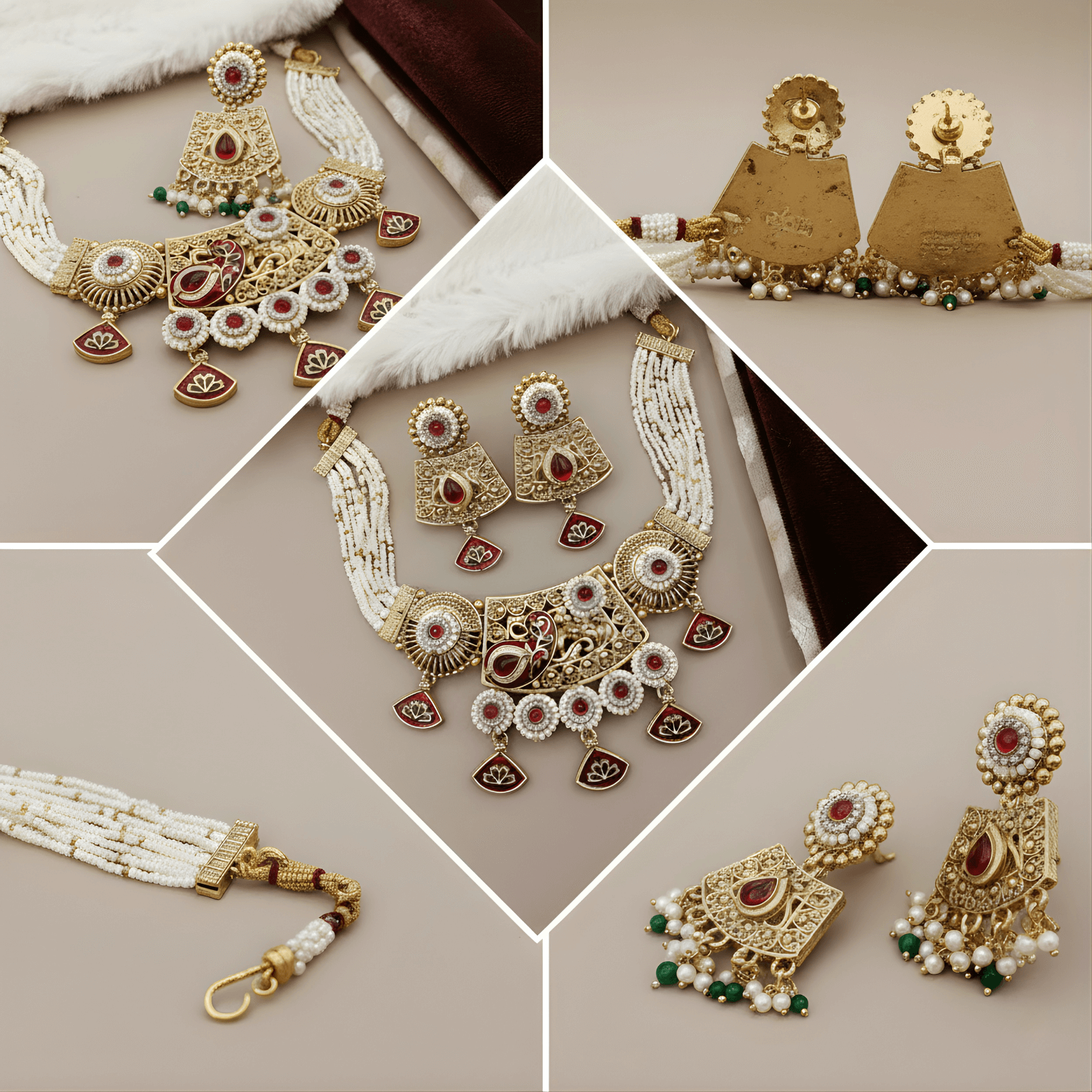 Meenakari Necklace | Tripti Rajputi Gold-Plated Statement Set with Earrings