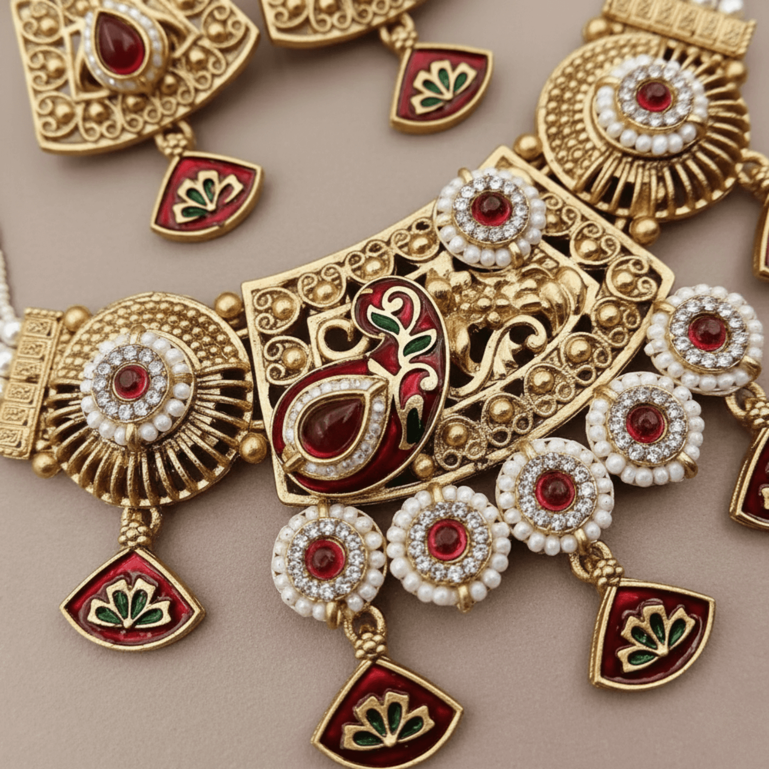 Meenakari Necklace | Tripti Rajputi Gold-Plated Statement Set with Earrings