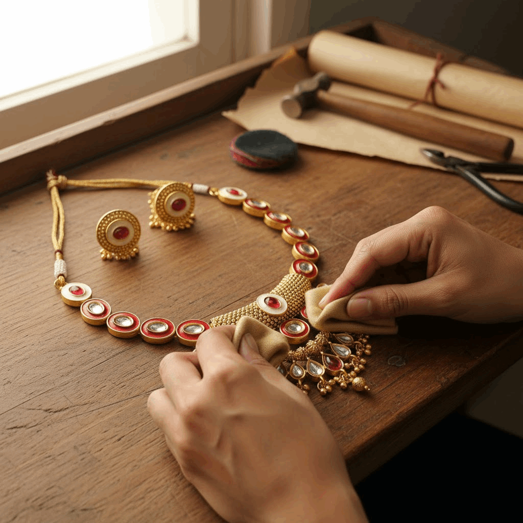 Kundan Choker Set | Rajputi Luxury Indian Bridal Necklace & Earrings