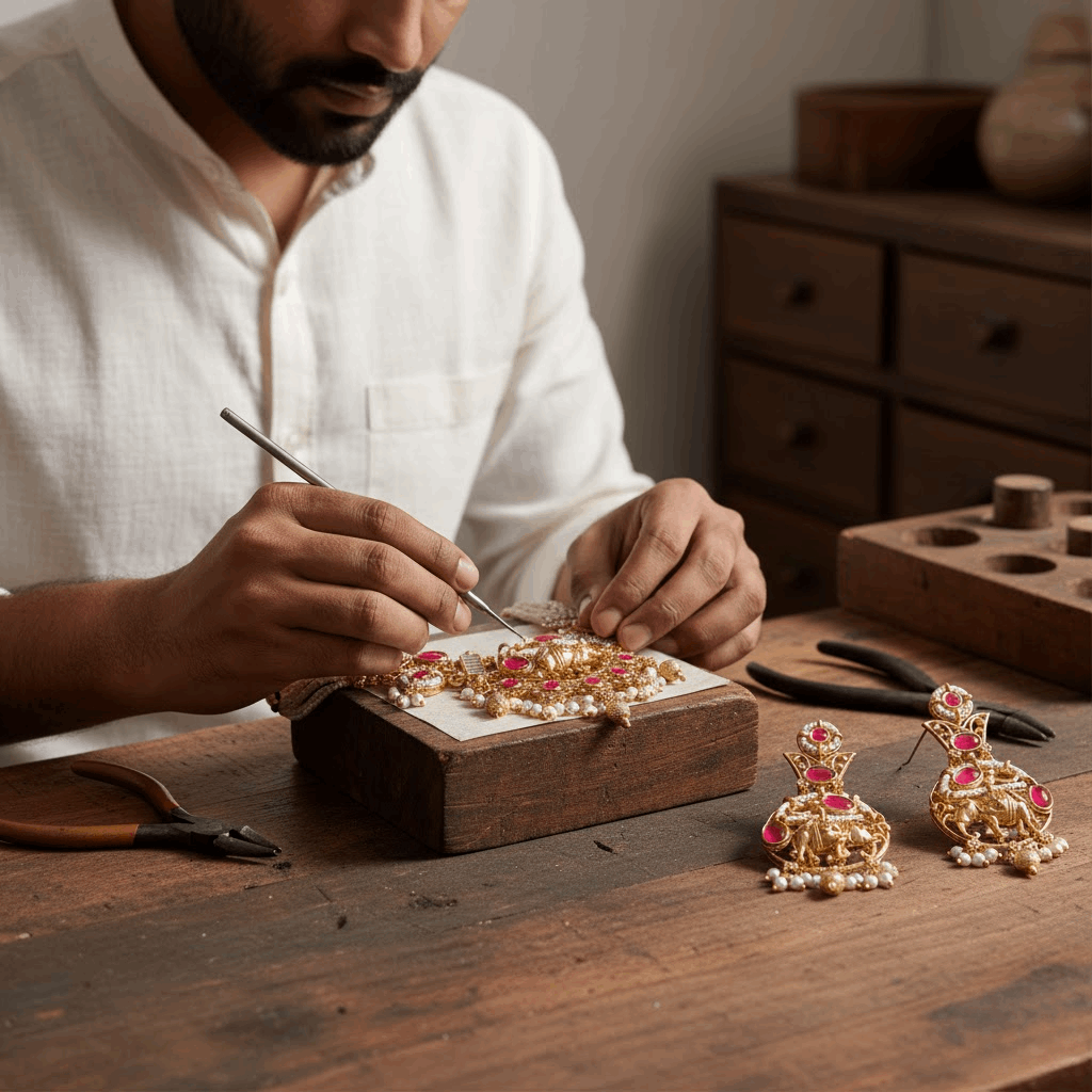 Elephant Necklace Set | Rajputi Luxury Rajwadi Wedding Jewelry