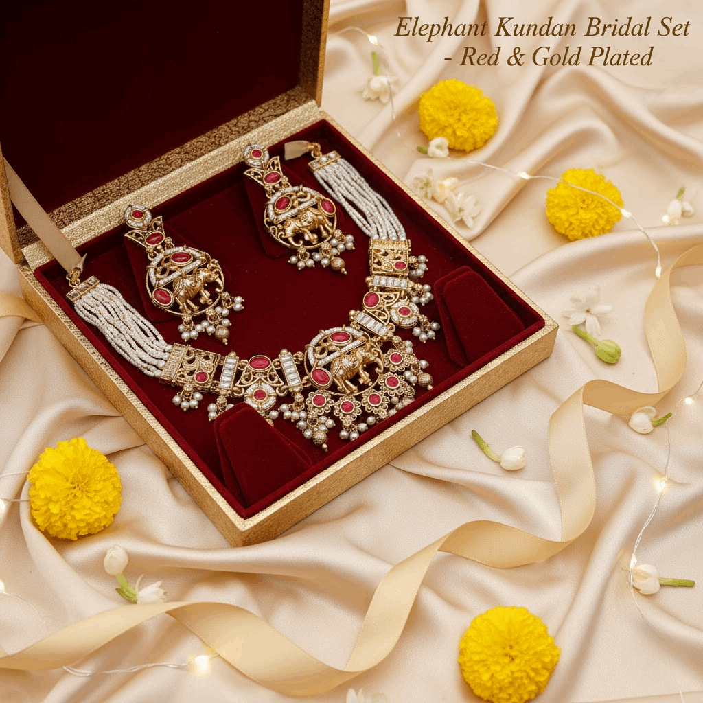 Elephant Necklace Set | Rajputi Luxury Rajwadi Wedding Jewelry