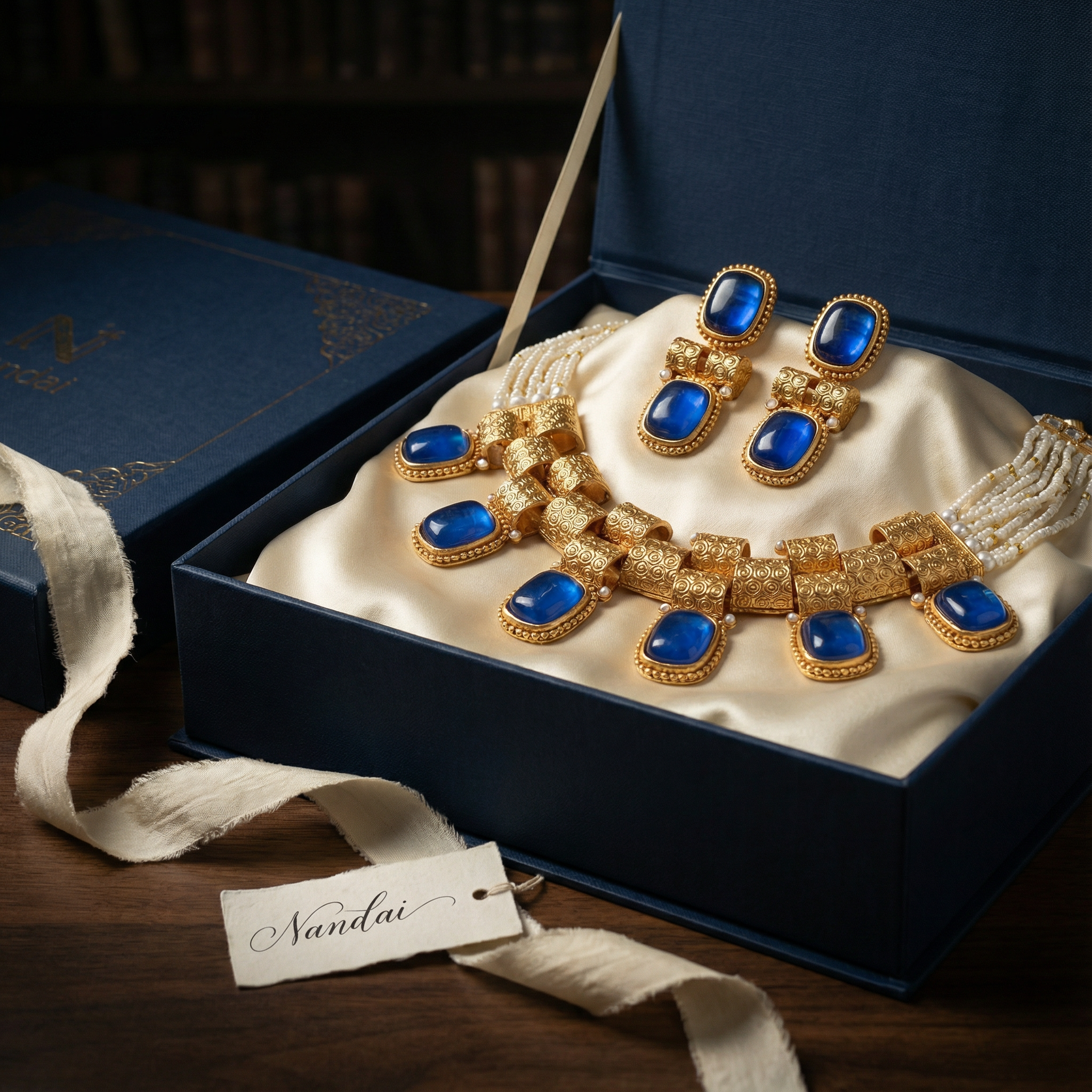 Rajwadi Choker Necklace | Monalisa Fusion Bridal Jewelry Set with Earrings