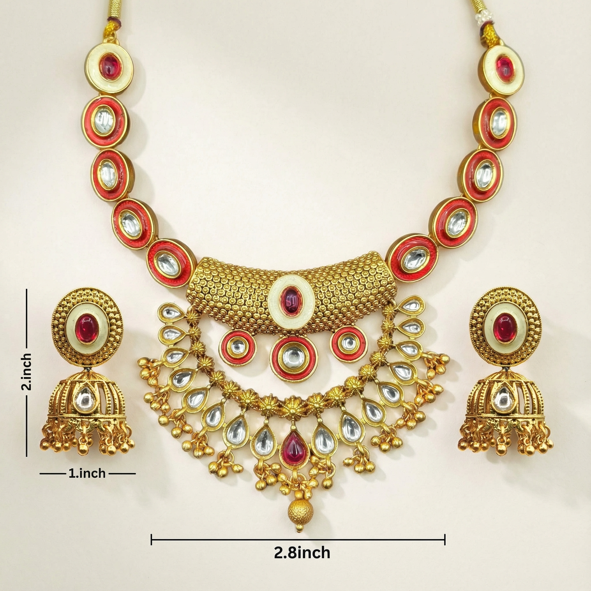 Kundan Choker Set | Rajputi Luxury Indian Bridal Necklace & Earrings
