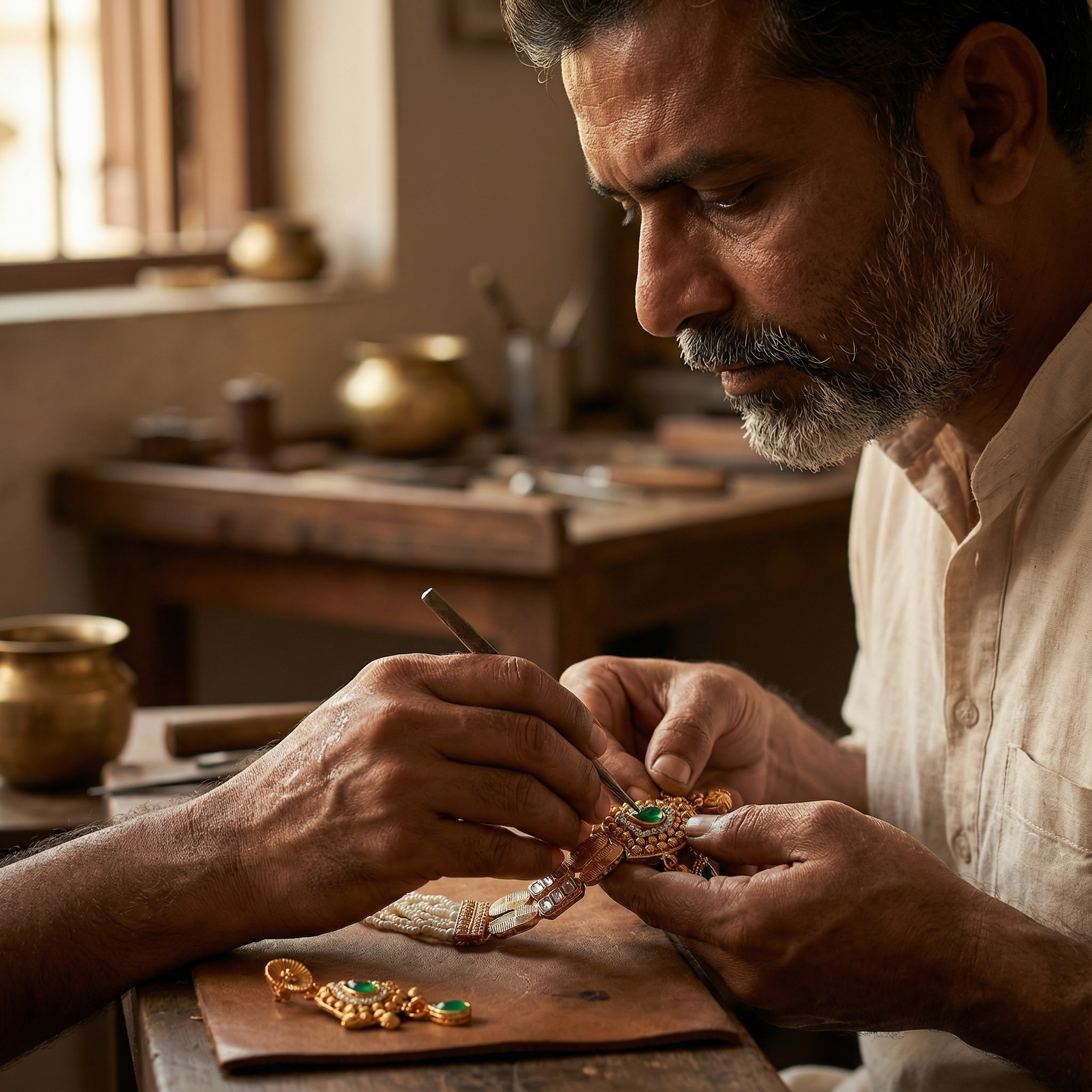 Temple Jewellery Choker Set | Jaipur Bridal Gold-Plated Necklace with Earrings