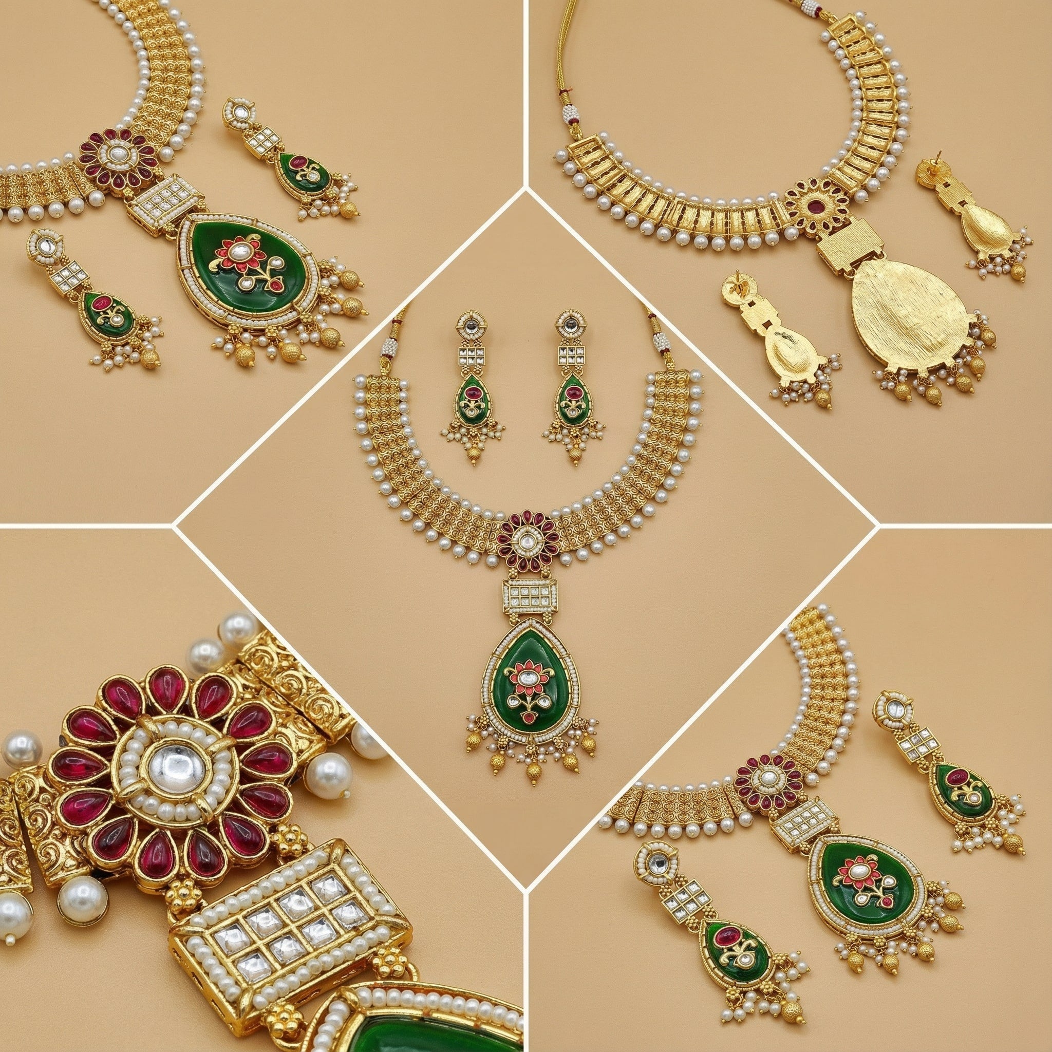 Meenakari Kundan Necklace | Rajputi Pearl Choker Bridal Jewelry