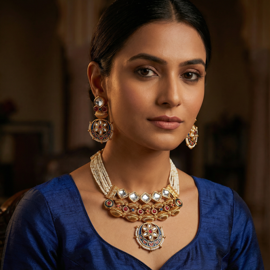 Meena Jewelry Set | Rajputi Luxury Indian Necklace & Earrings