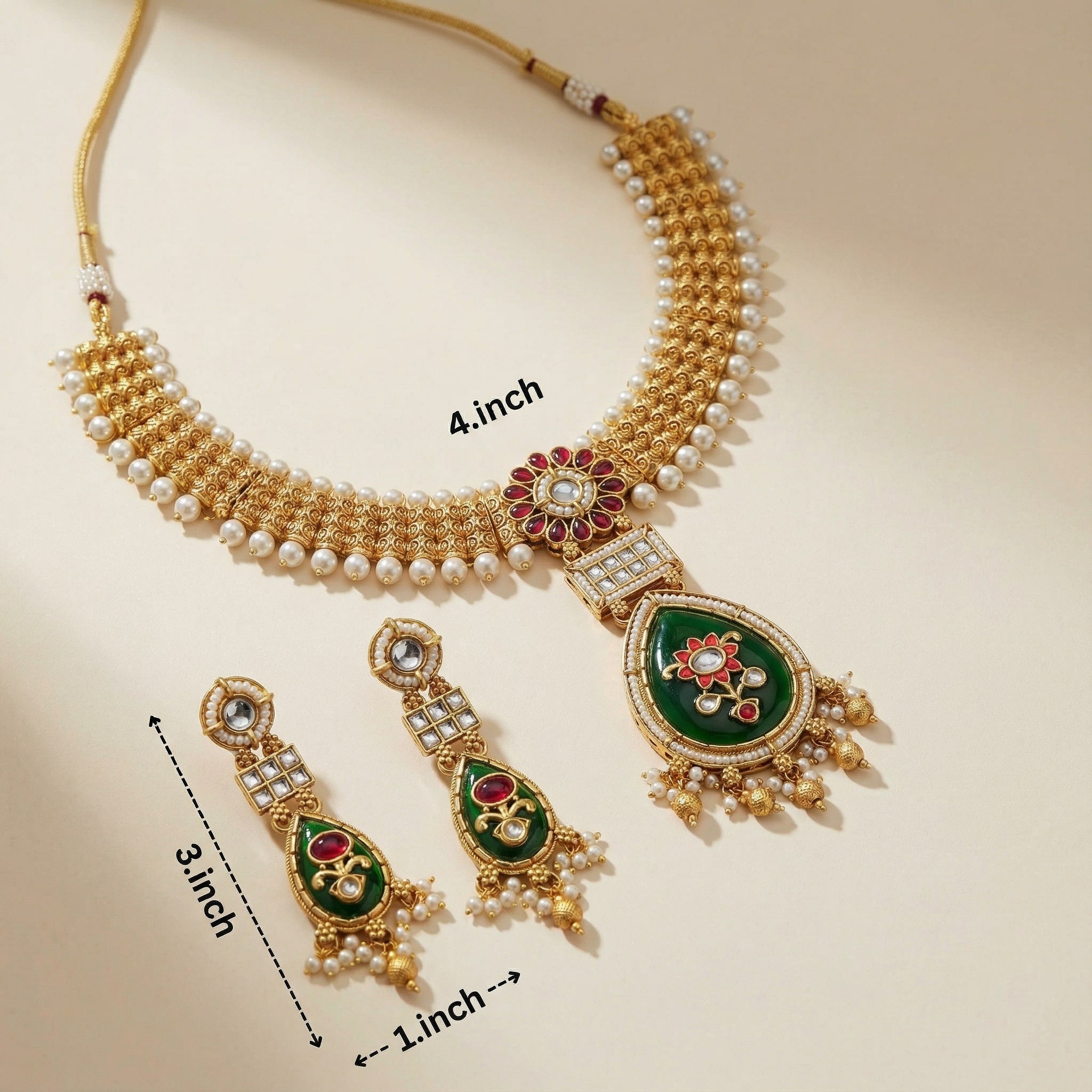 Meenakari Kundan Necklace | Rajputi Pearl Choker Bridal Jewelry