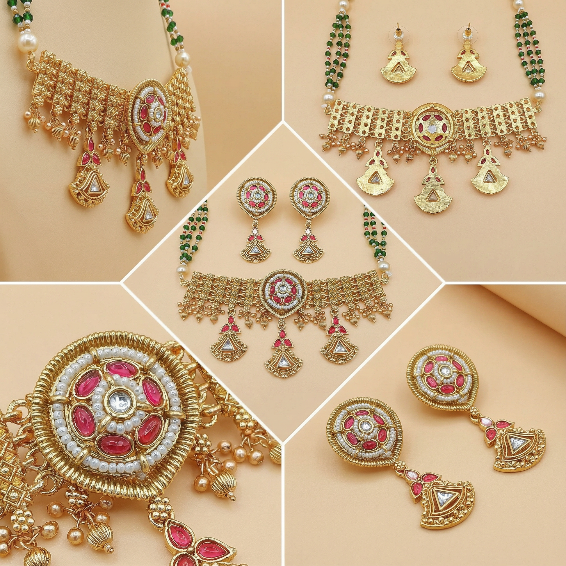 Kundan Choker Set | Meenakari Rajputi Luxury Indian Jewelry - nandai.store