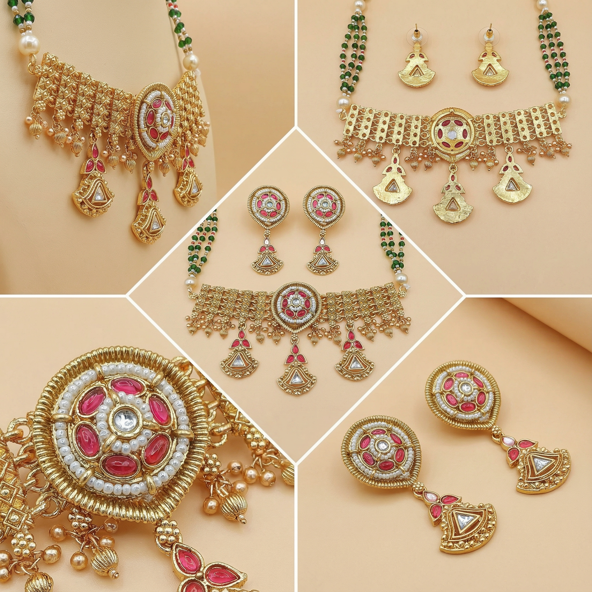 Kundan Choker Set | Meenakari Rajputi Luxury Indian Jewelry - nandai.store