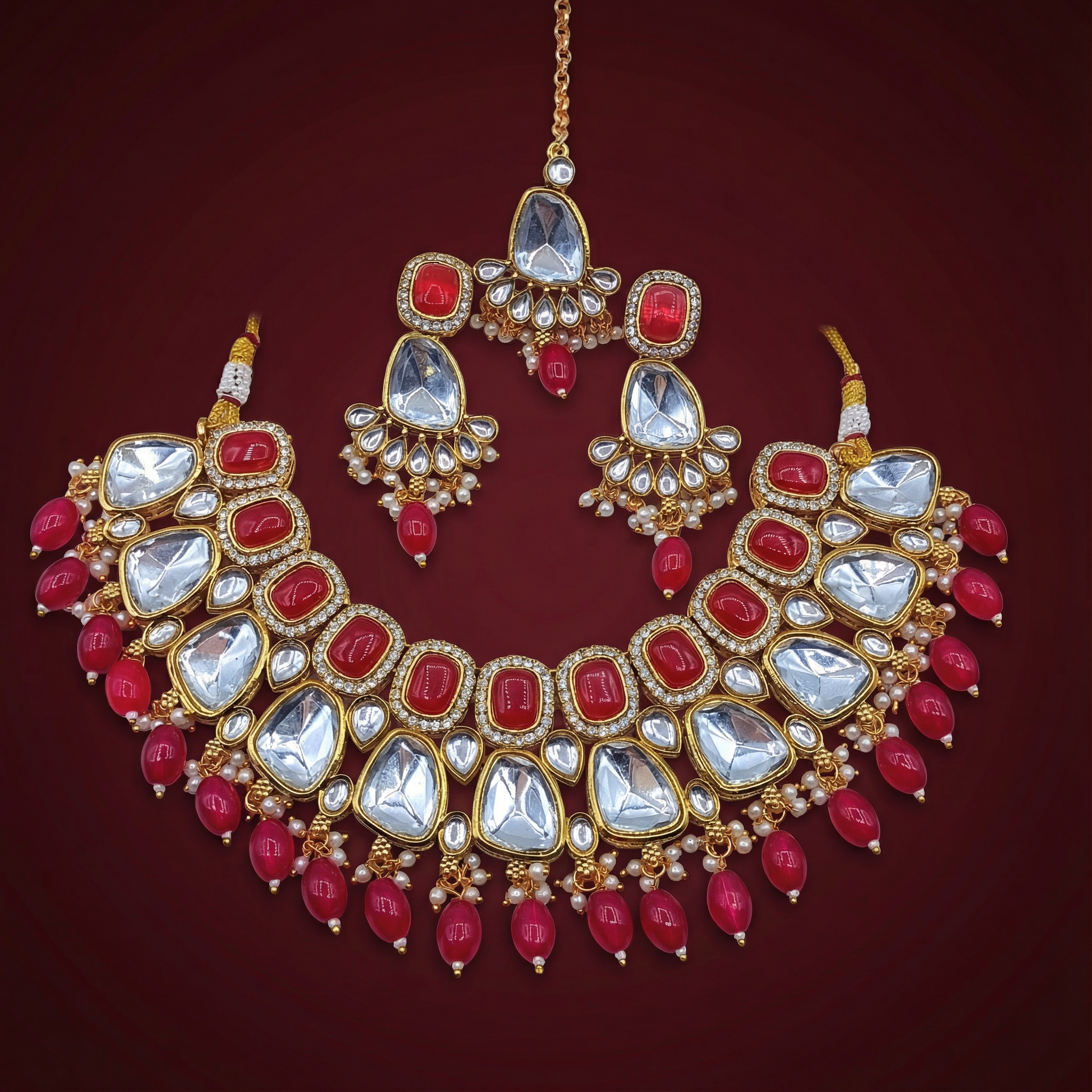 Kundan Choker Set | Earrings | Sarah Jadau Kundan Jewellery for Women