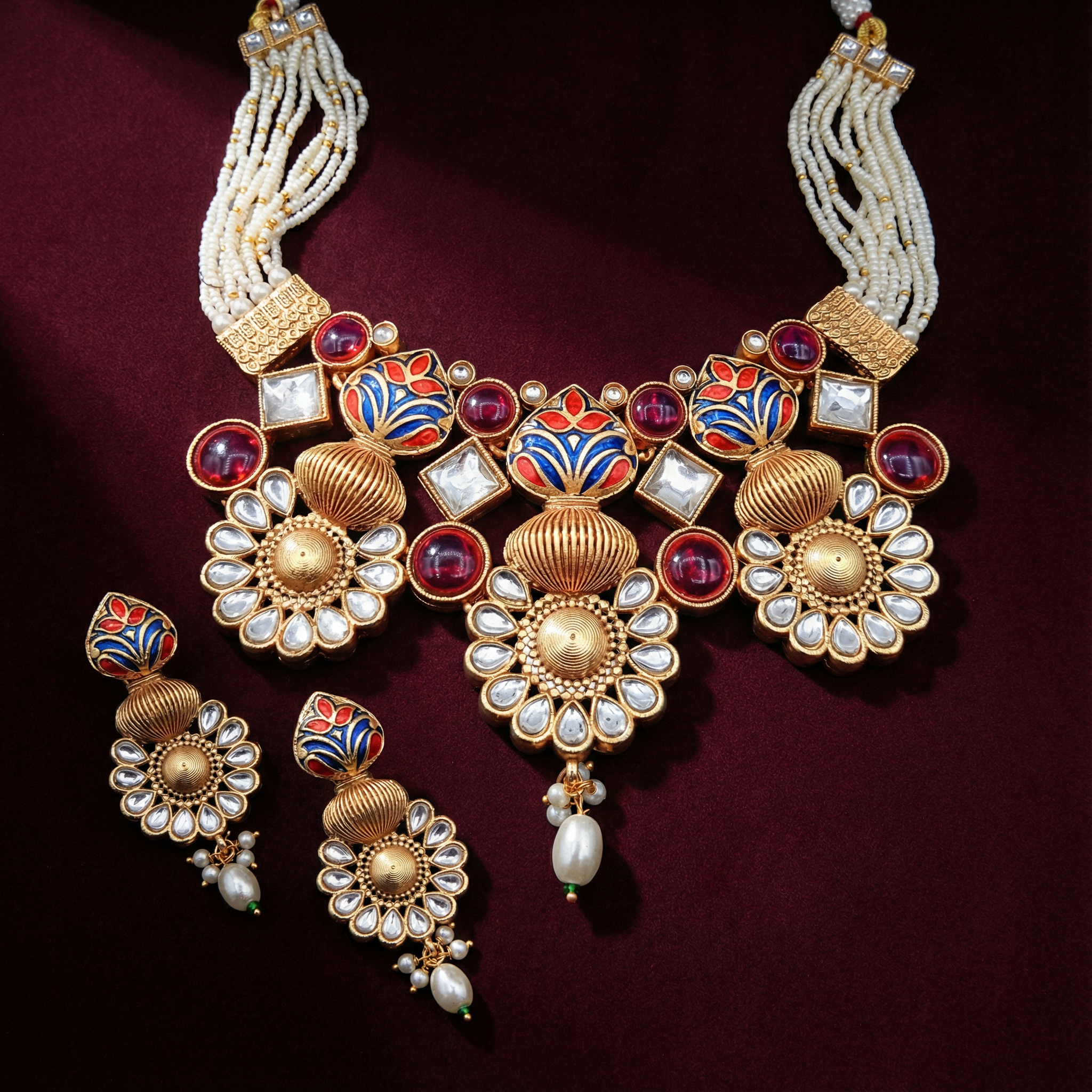 Sonakshi Matte Gold HasadiC hoker Set - Elegant Rajputi Jewellery for Timeless Beauty - nandai.store