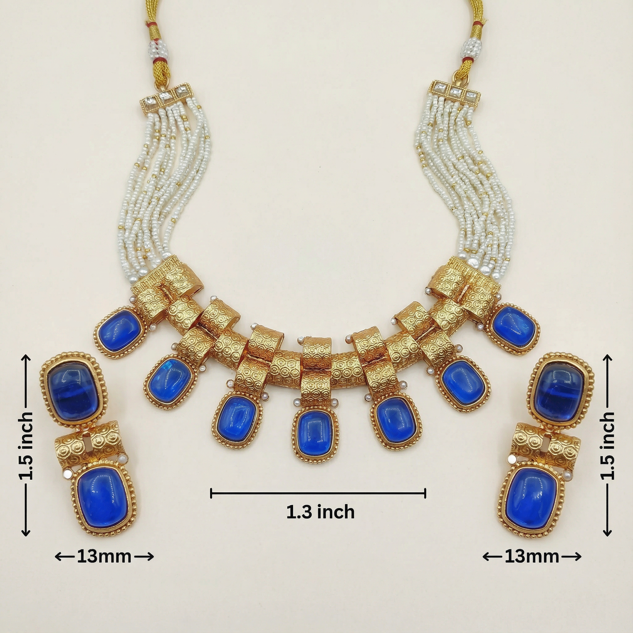 Rajwadi Choker Necklace | Monalisa Fusion Bridal Jewelry Set with Earrings