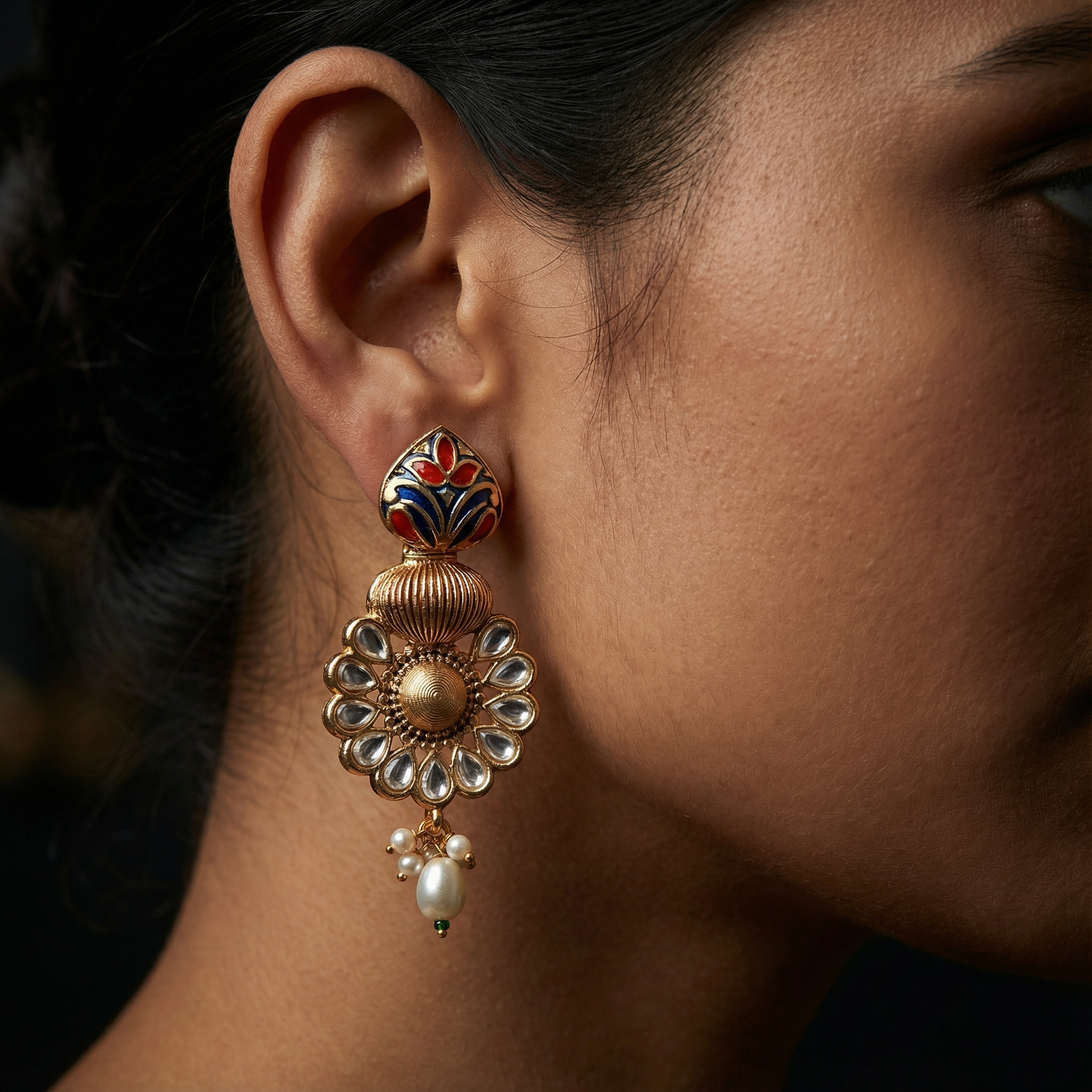 Sonakshi Matte Gold HasadiC hoker Set - Elegant Rajputi Jewellery for Timeless Beauty - nandai.store