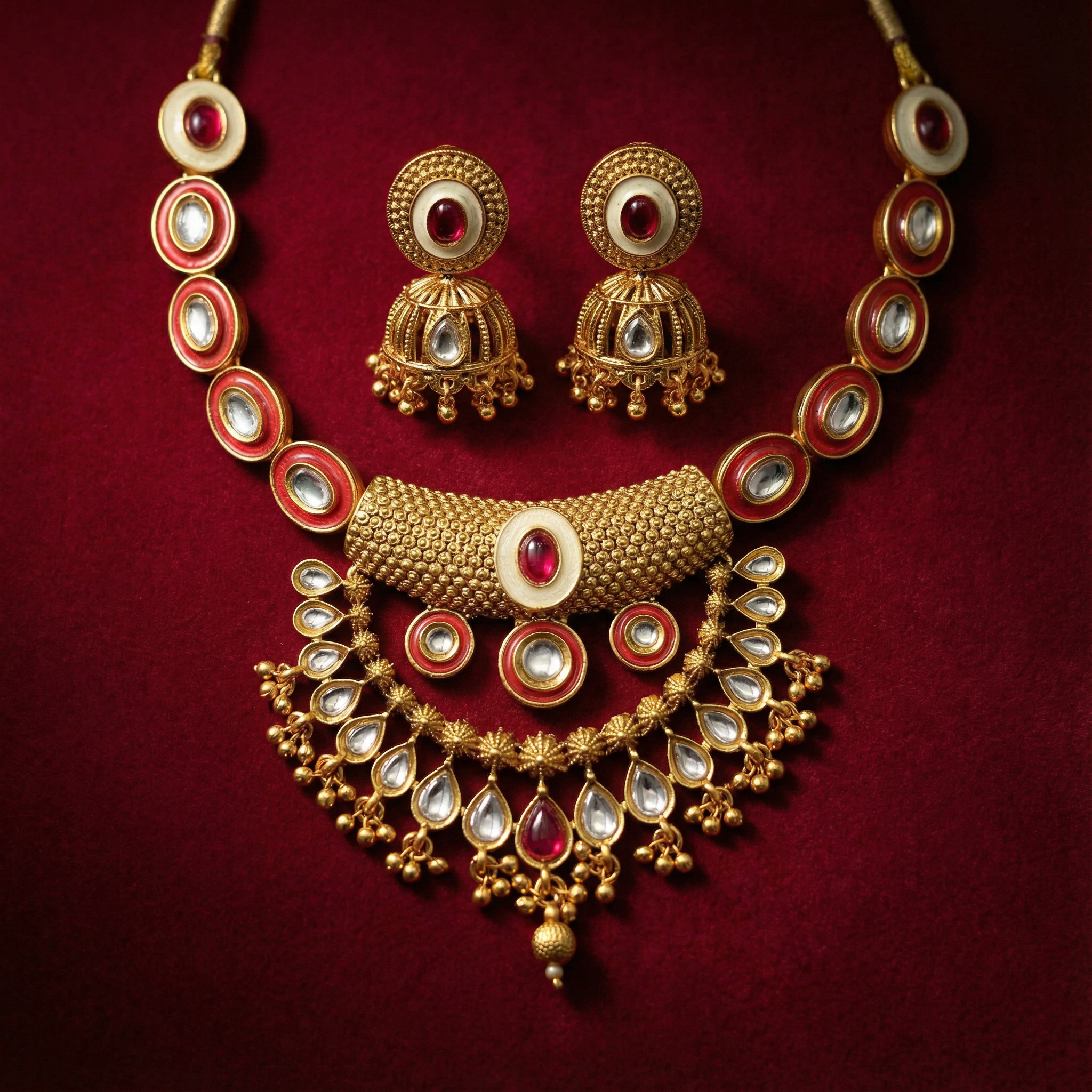 Kundan Choker Set | Rajputi Luxury Indian Bridal Necklace & Earrings