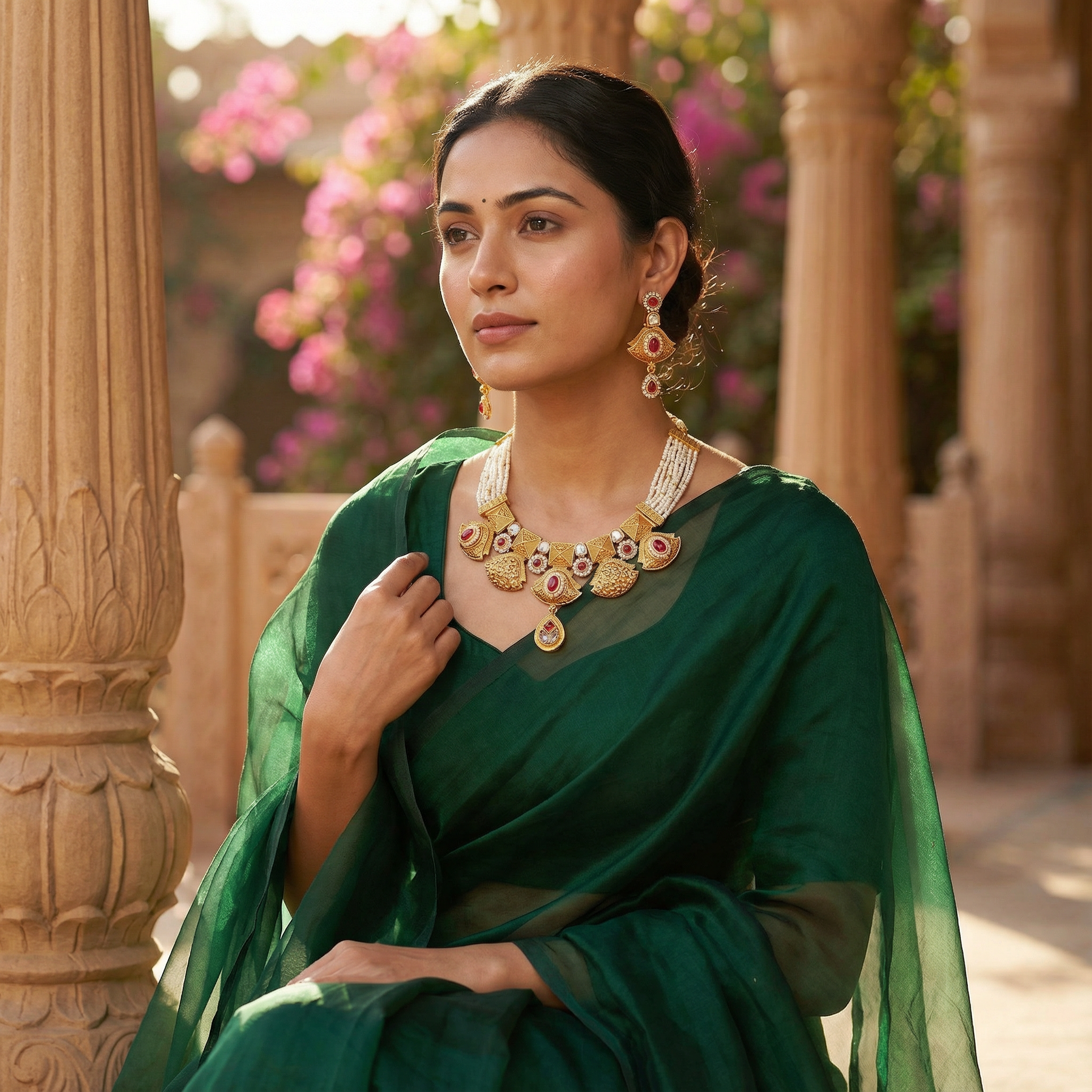 Meenakari Choker Necklace Set: Rajputi Enamel Jewelry