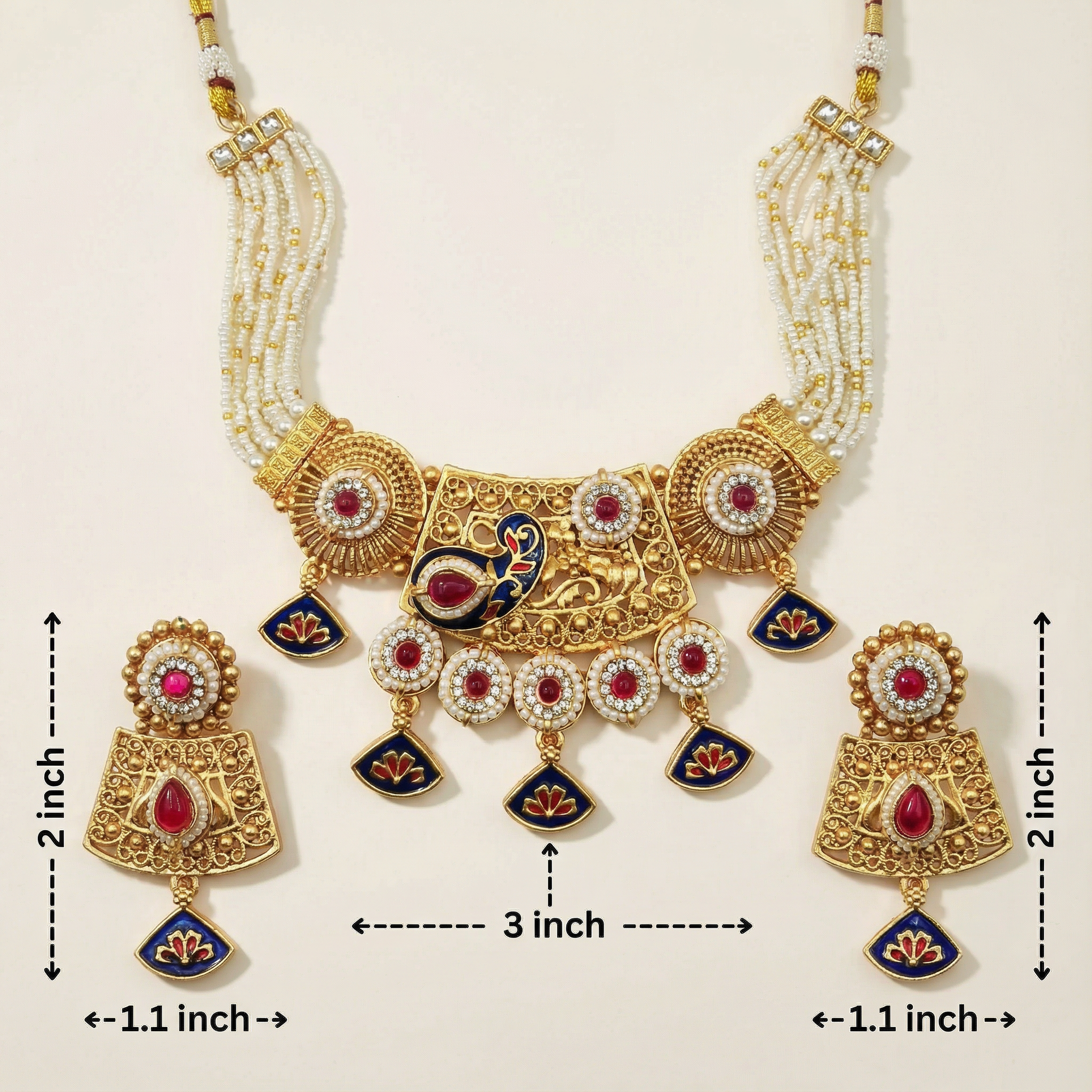 Meenakari Necklace | Tripti Rajputi Gold-Plated Statement Set with Earrings