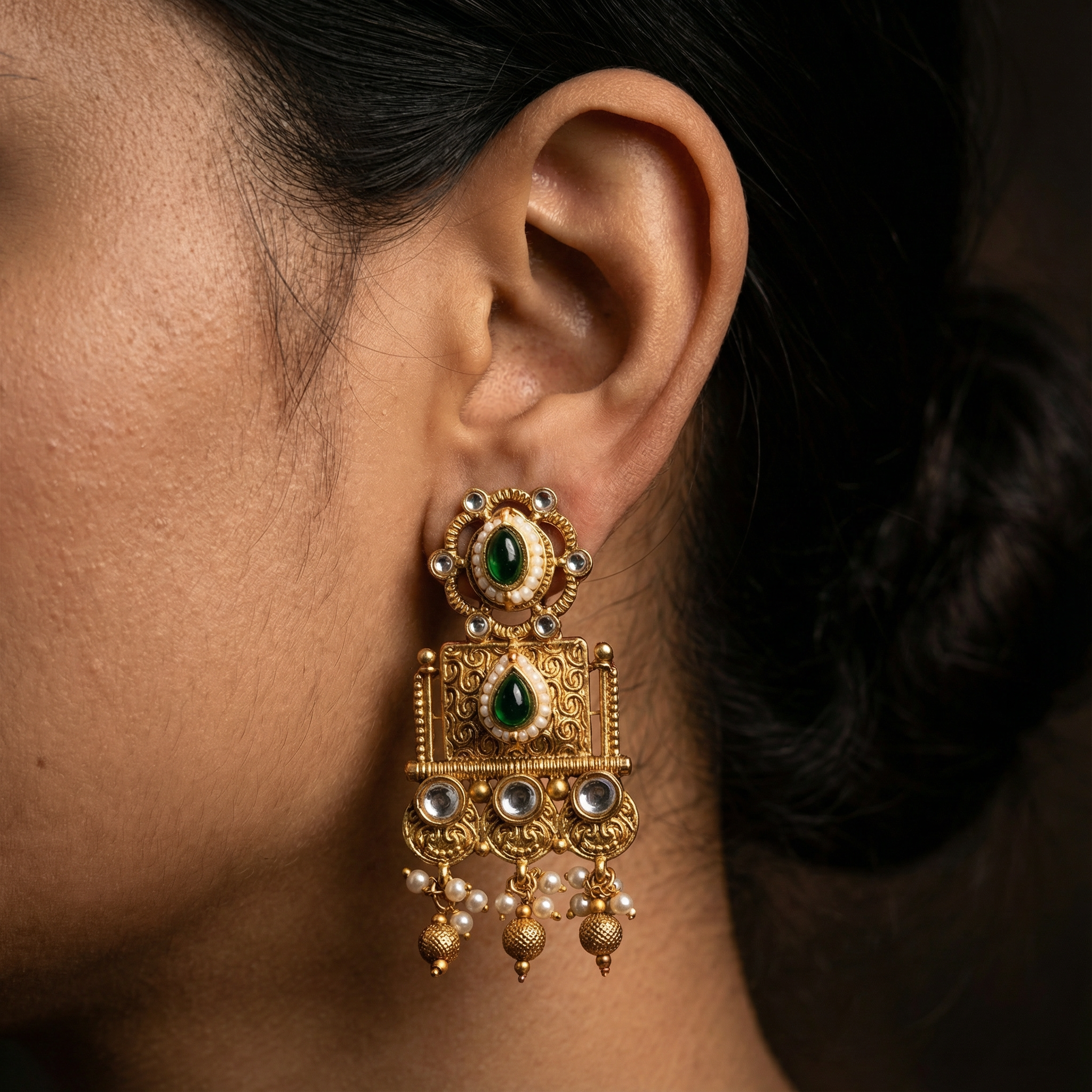 Temple Choker Necklace | Pallavi Gold-Plated South Indian Jewellery Set